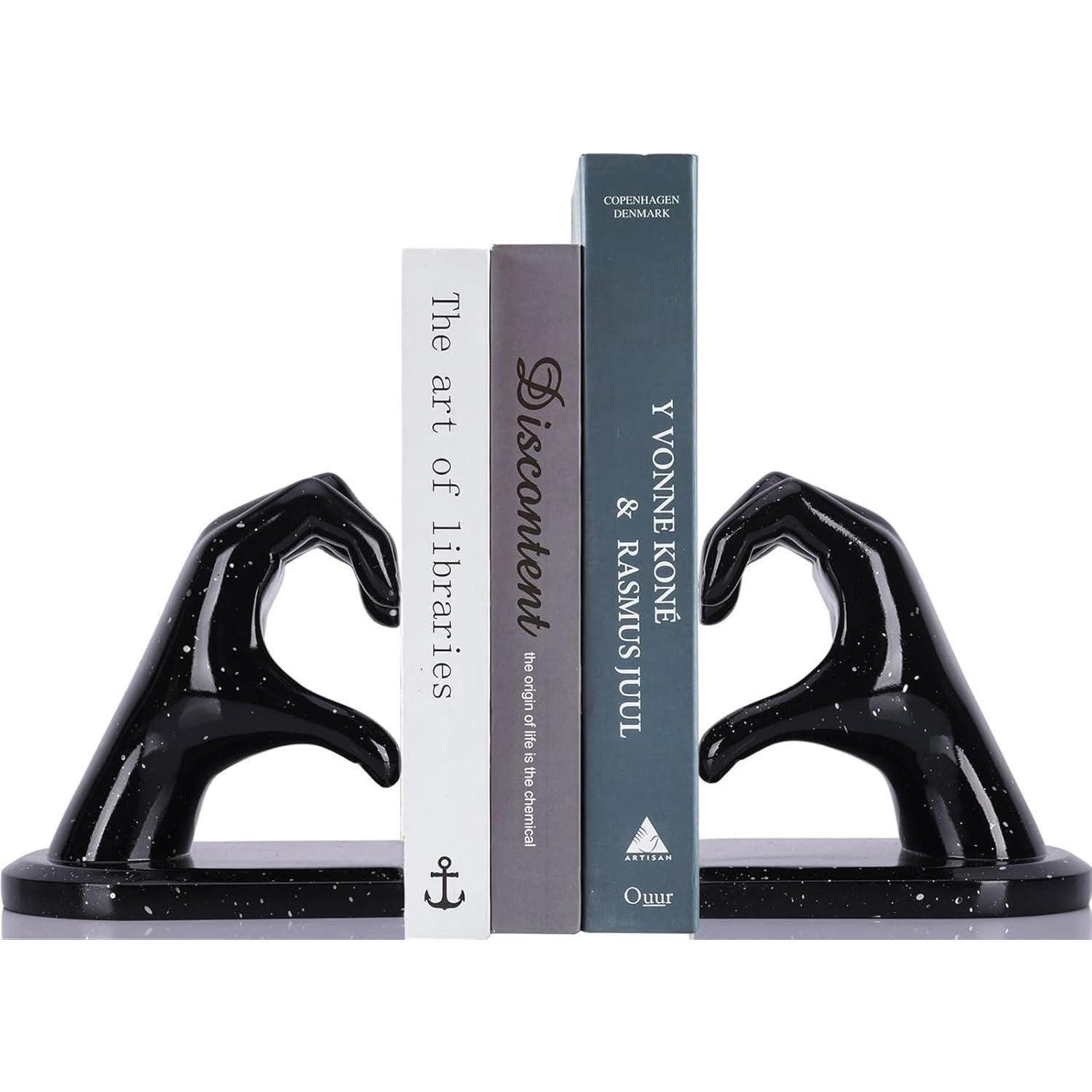 LuxusKollektion Buchstütze Buchstütze Skulptur Herz Hände Buchdekoration Büro Black Schwarz (1 St)