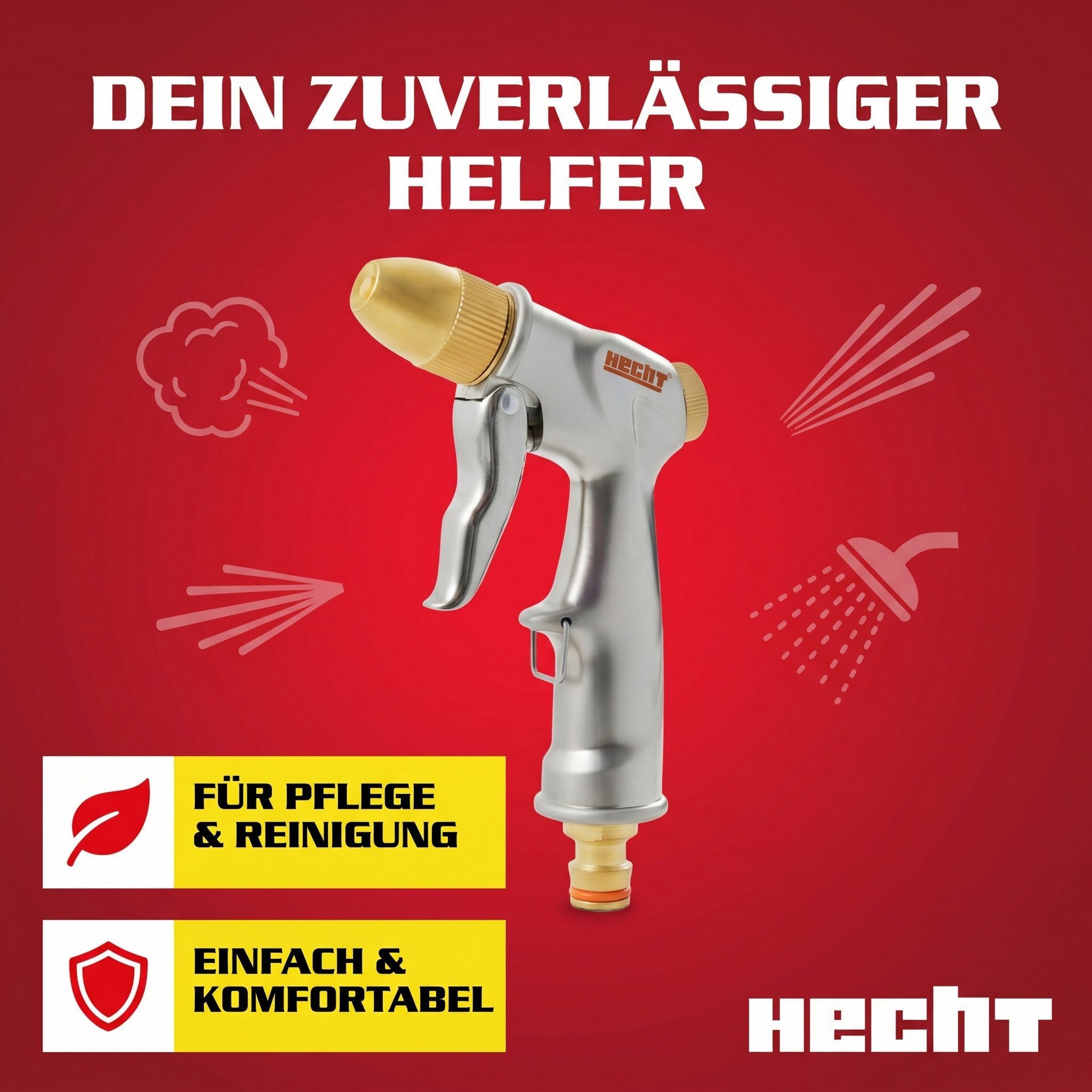 Hecht Bewässerungsbrause Gartenbrause Handbrause mit 6 Sprühmuster Rostfrei, Metallöse, 60 mm Sprühkopf – Bild 4 von 5