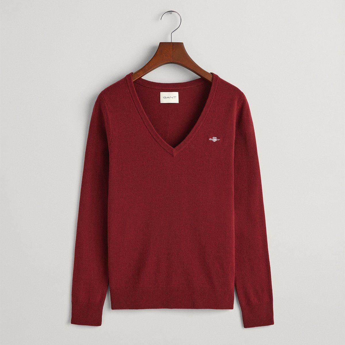 Gant V-Ausschnitt-Pullover Extrafine Pullover V-Neck 4800510 PlumpedRed(604)