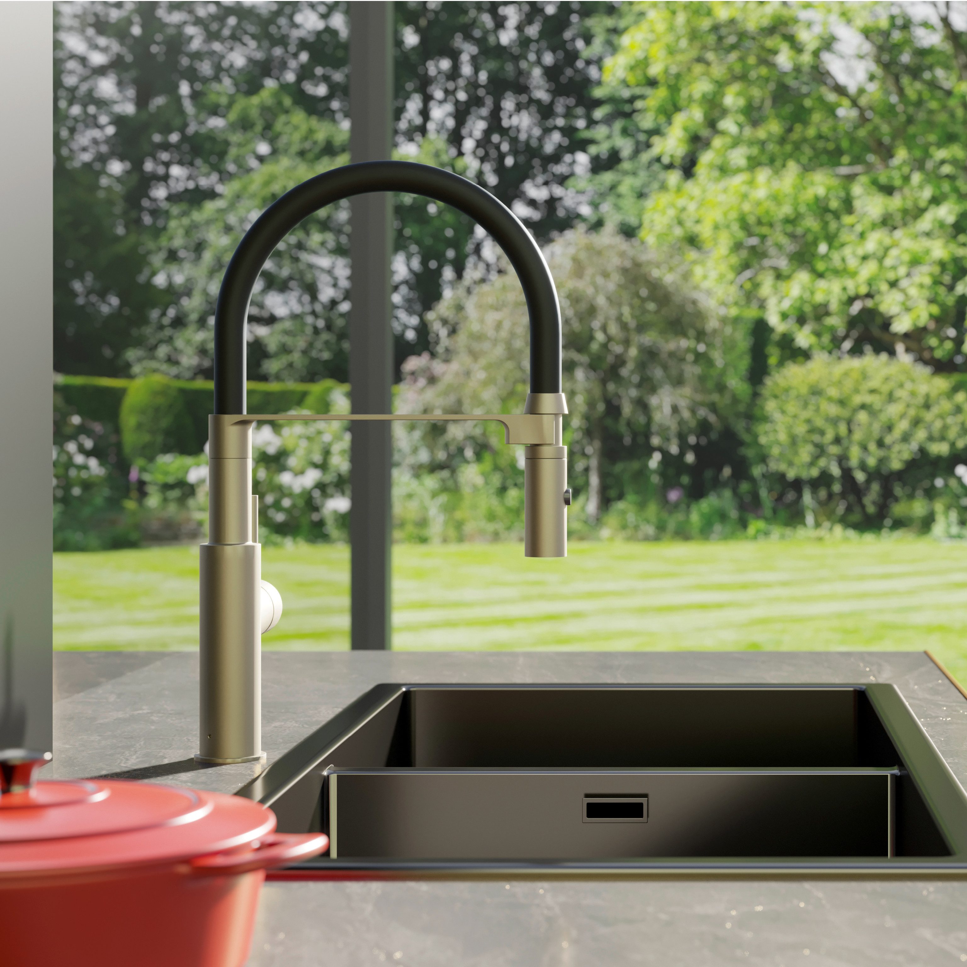 Lenz Küchenarmatur NALU Flexible Pendelbrause mit 2 Strahlarten