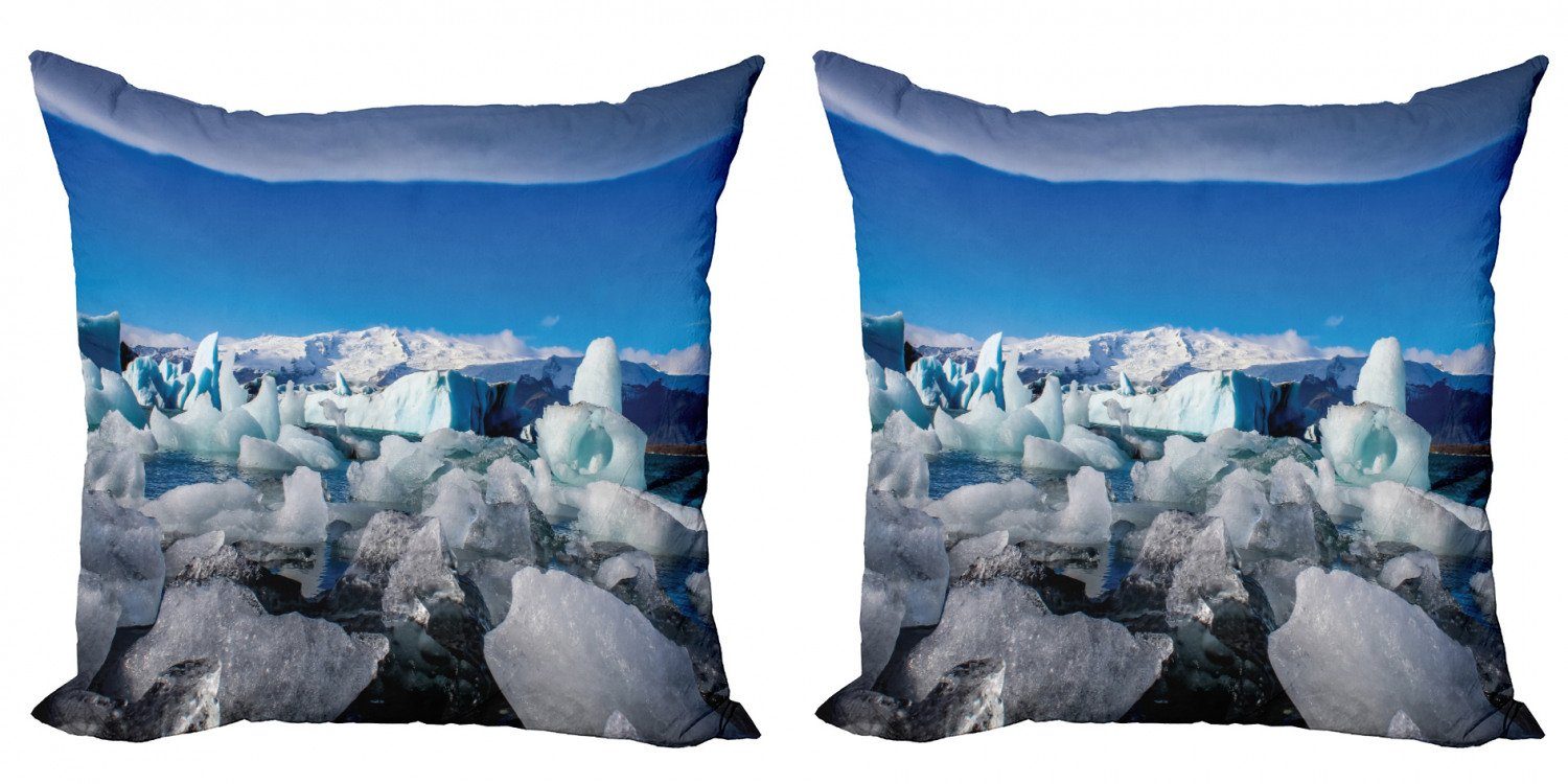 Kissenbezüge Digitaldruck, Doppelseitiger Abakuhaus Berg Stück), Glacier Lagoon Modern Elements Accent Ice (2