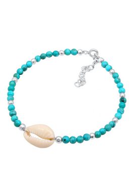 Nenalina Armband Türkis Perlen und Kauri Muschel Strand 925 Silber