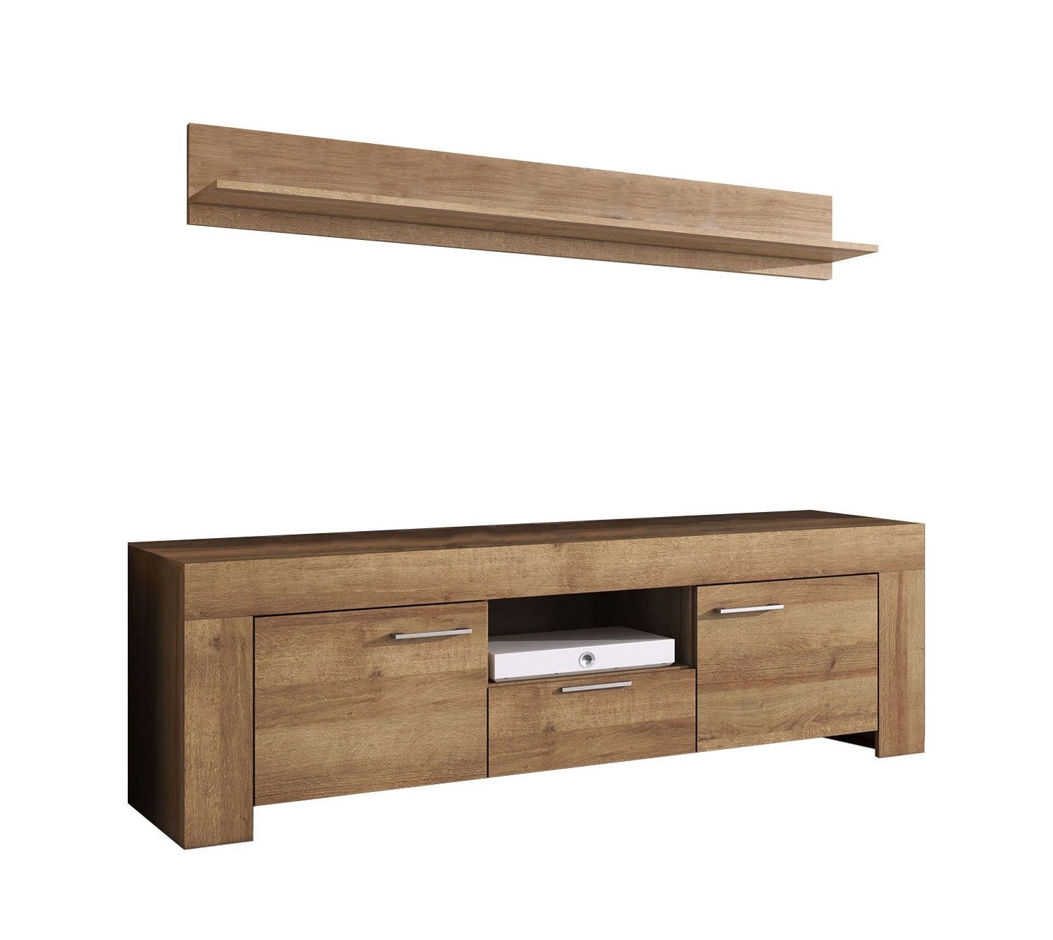 Feldmann-Wohnen Lowboard Sky (Sky, 1 St., Lowboard mit 1 Schublade), Eiche Riviera 155cm mit Wandregal