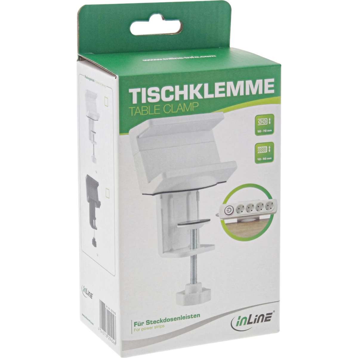 Inline Monitor-Halterung Tischklemme für Steckdosenleiste, Schraubklemme, schwarz