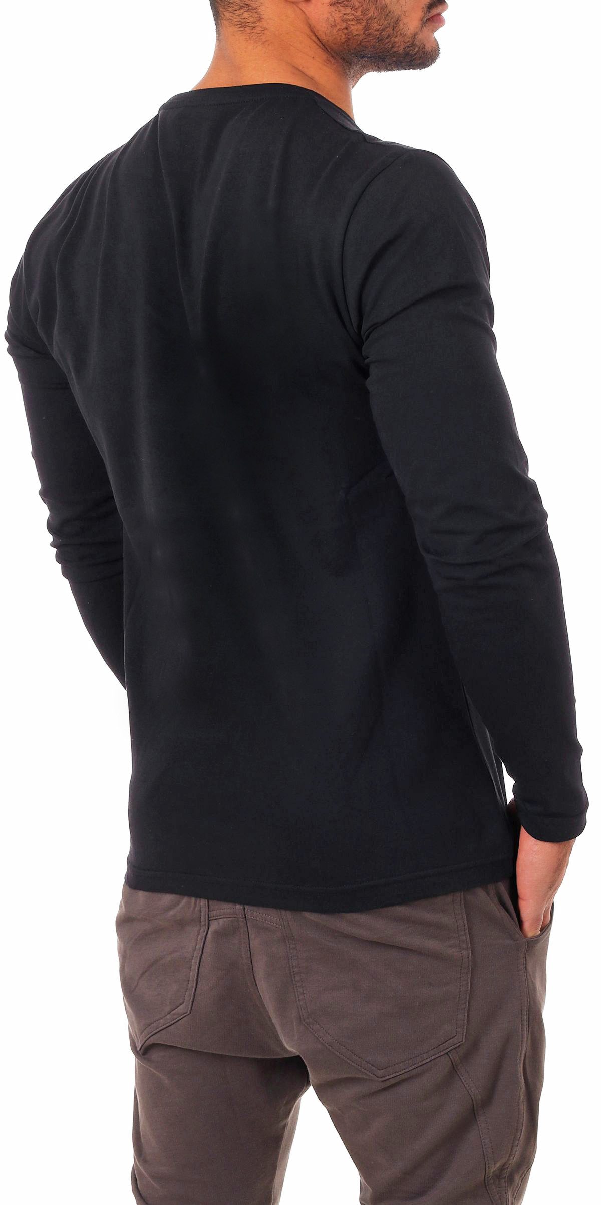 Young & Rich Langarmshirt Herren Uni Basic tiefer V-Ausschnitt Longsleeve Unterziehshirt 2239 V-Ausschnitt unifarben langarm slim fit