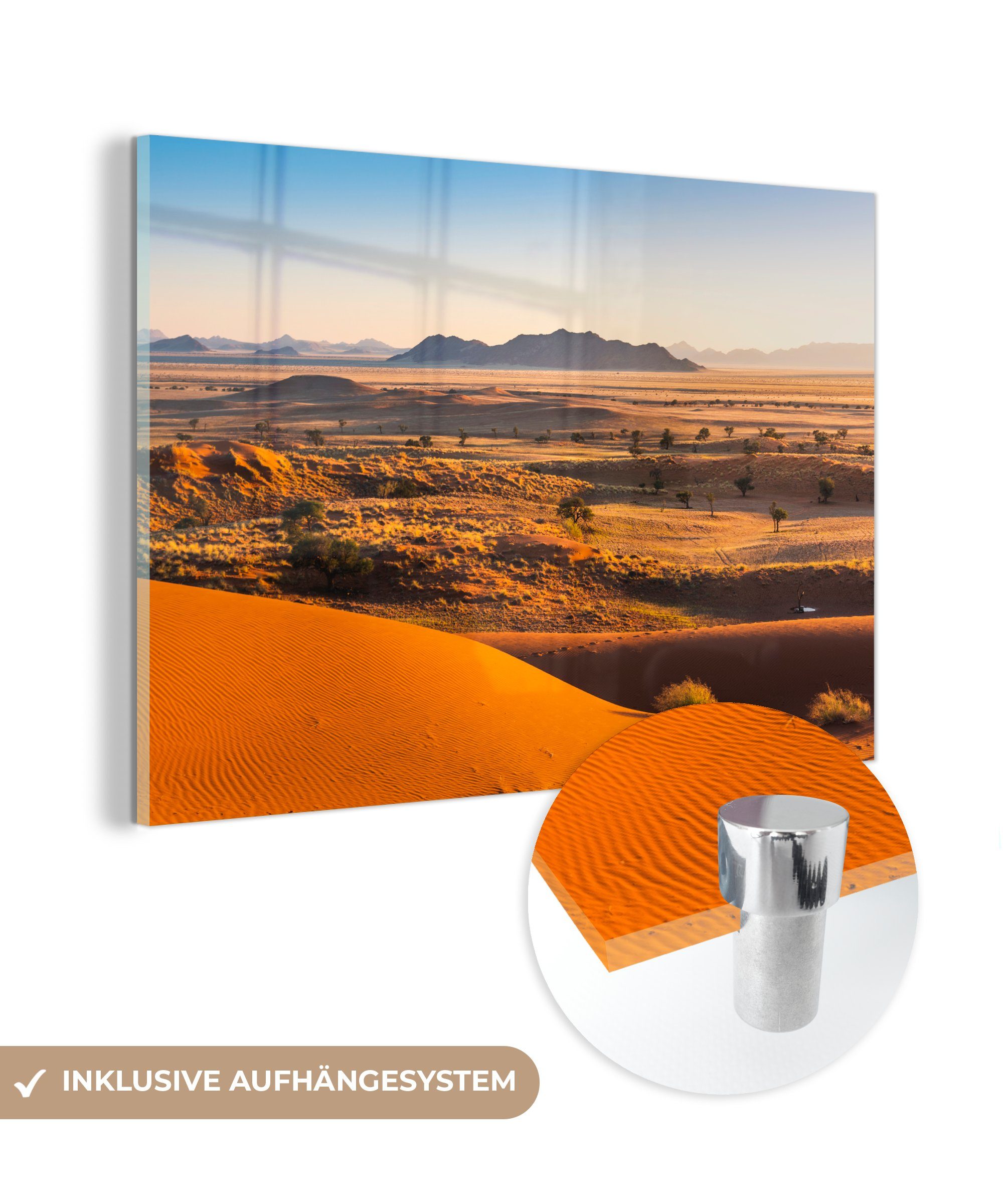 MuchoWow Acrylglasbild Sonnenaufgang in der Namib-Wüste von Namibia, (1 St), Acrylglasbilder Wohnzimmer & Schlafzimmer