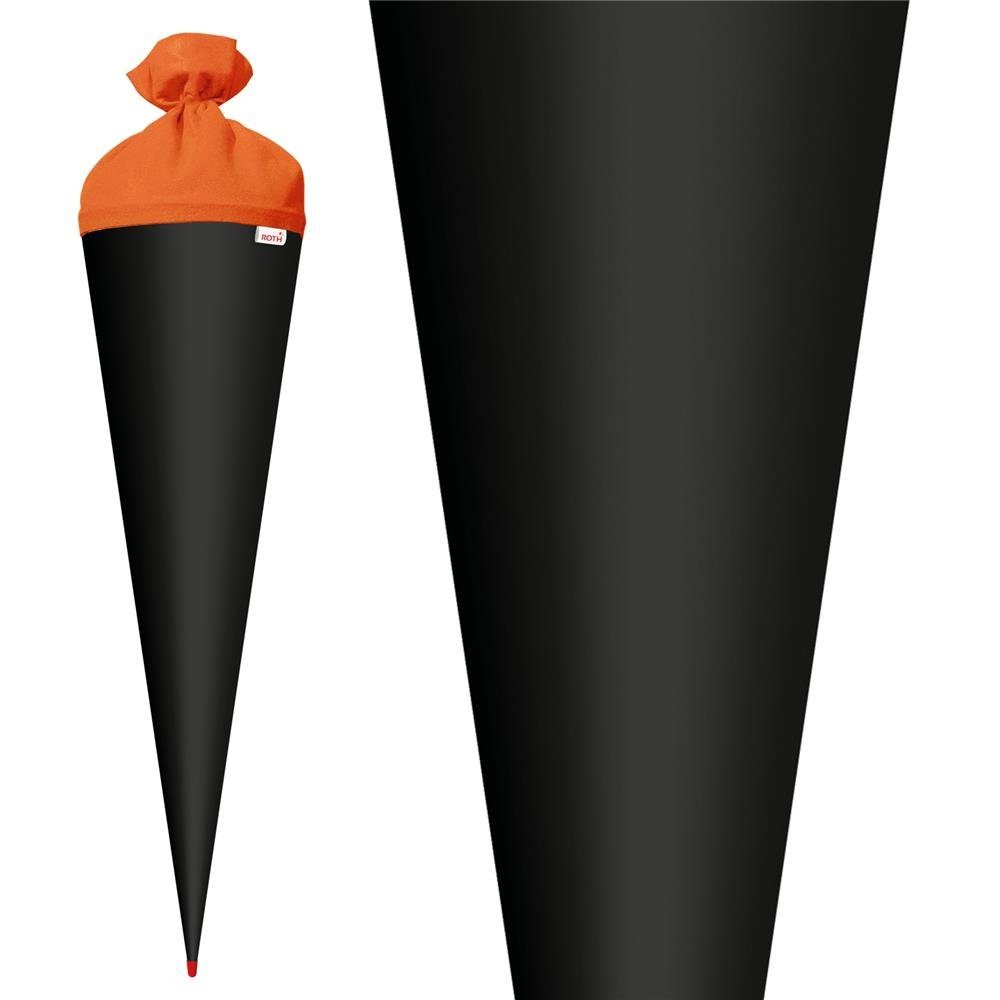 Roth Schultüte Basteltüte 70 cm, Zuckertüte rund Einschulung Filz-Verschluss Rot(h)-Spitze schwarz