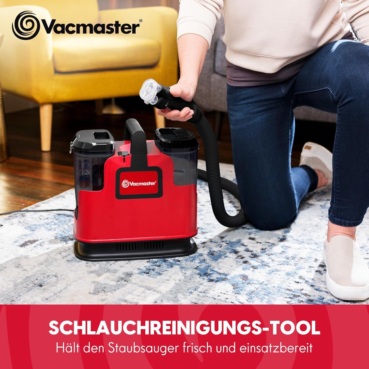 Vacmaster Handstaubsauger Waschsauger Teppichreiniger Fleckenreiniger, 600 W, für Teppiche, Vorleger, Polster, Treppen und Autos