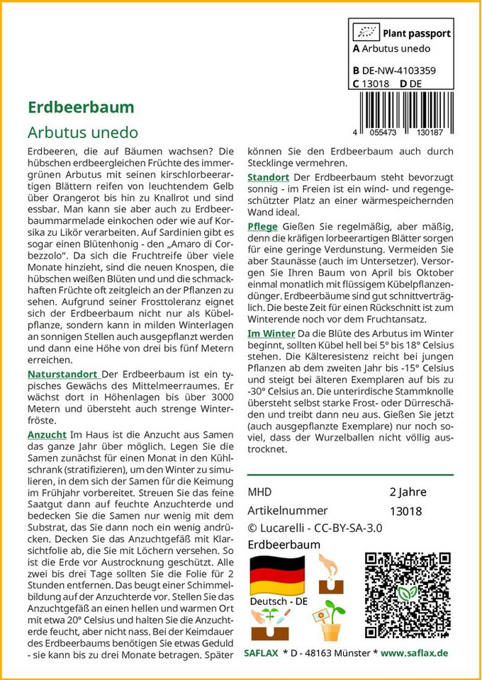 Thumbnail - SAFLAX Blumensamen SAFLAX - Samen - Erdbeerbaum