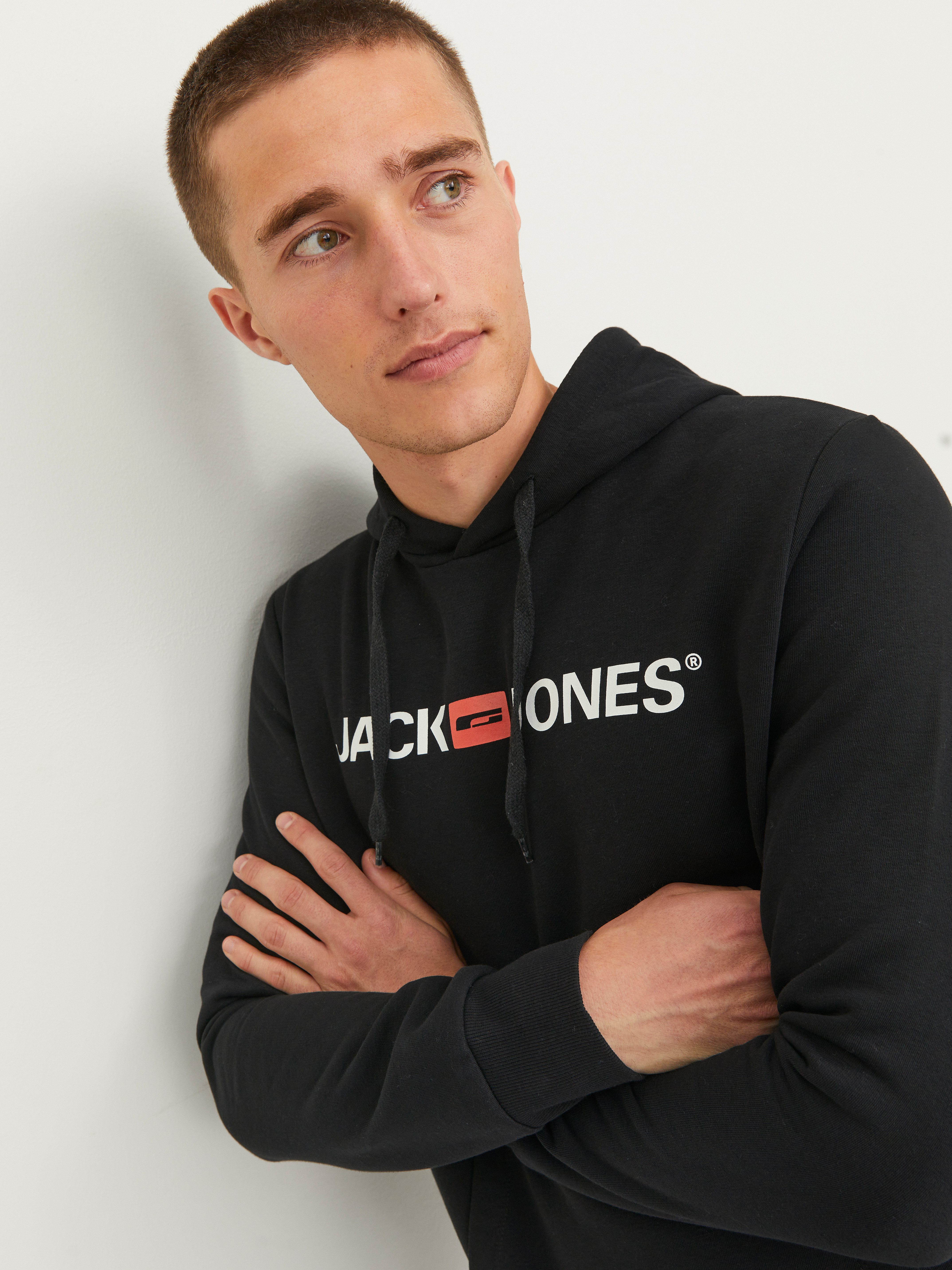 Jack & Jones Kapuzensweatshirt JJECORP Hoodie mit Logo und hohem Tragekomfort bedruckt, casual, regular fit, Baumwollmischung, Rundhals