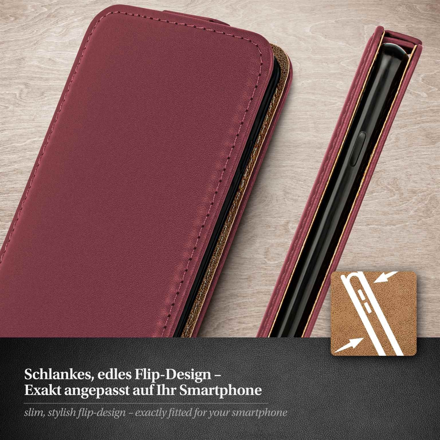 moex Handyhülle für Samsung Galaxy XCover 5 Hülle Klappbar Flip Case Weinrot 5,3 Zoll, 360 Grad Schutz Handytasche Leder Optik PU Lederhülle Cover Klapphülle