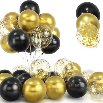HOUROC Luftballon luftballons geburtstag,Luftballons für Geburtstagsfeier Dekoration, Luftballons Geburtstag Ballons Girlande Deko Helium Gold Weiß Schwarz