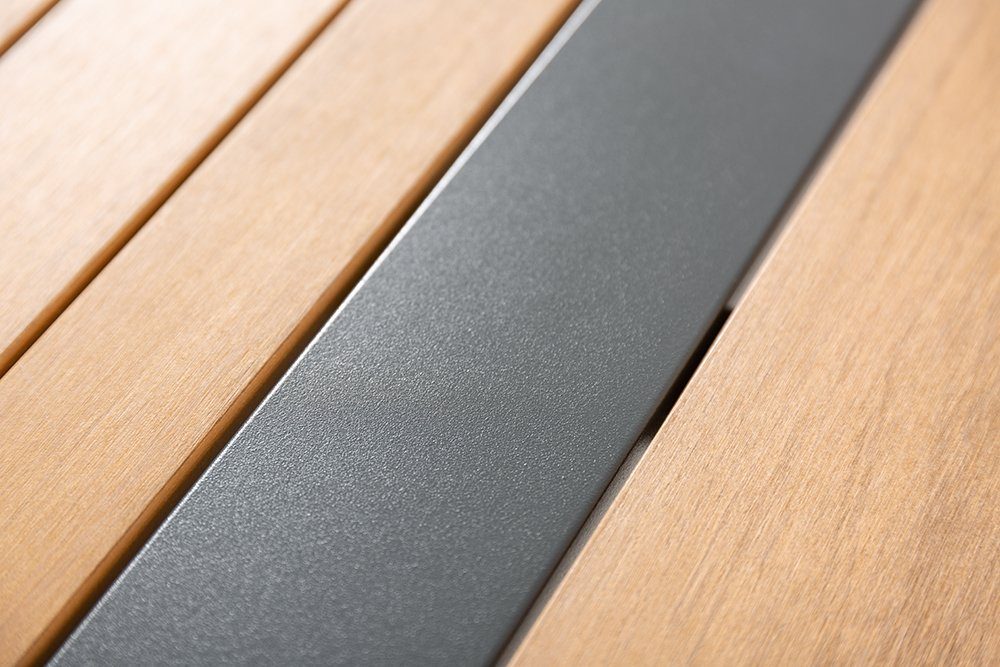 riess-ambiente Sitzgruppe TAMPA LOUNGE 240cm grau / natur, (Einzelartikel, 1-tlg), Gartenmöbel · wetterfest · Aluminium · Lounge · inkl. Kissen