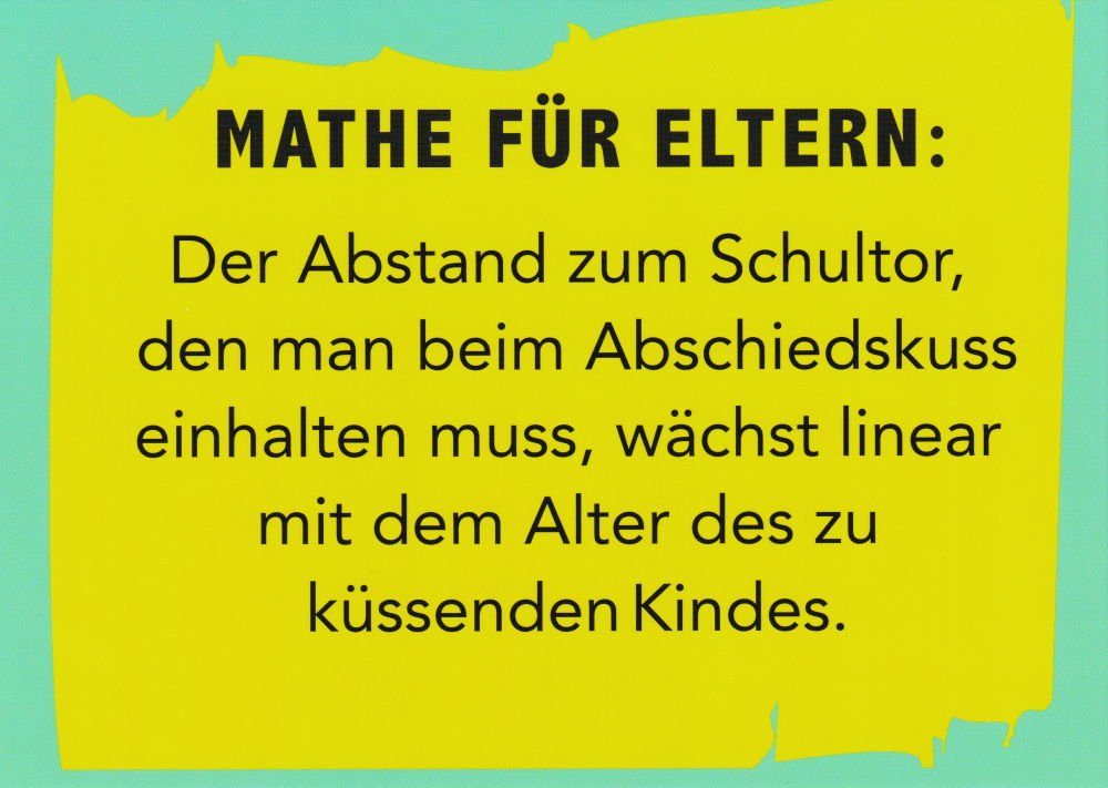 Postkarte "Mathe für Eltern: Der Abstand Schultor, ..." zum