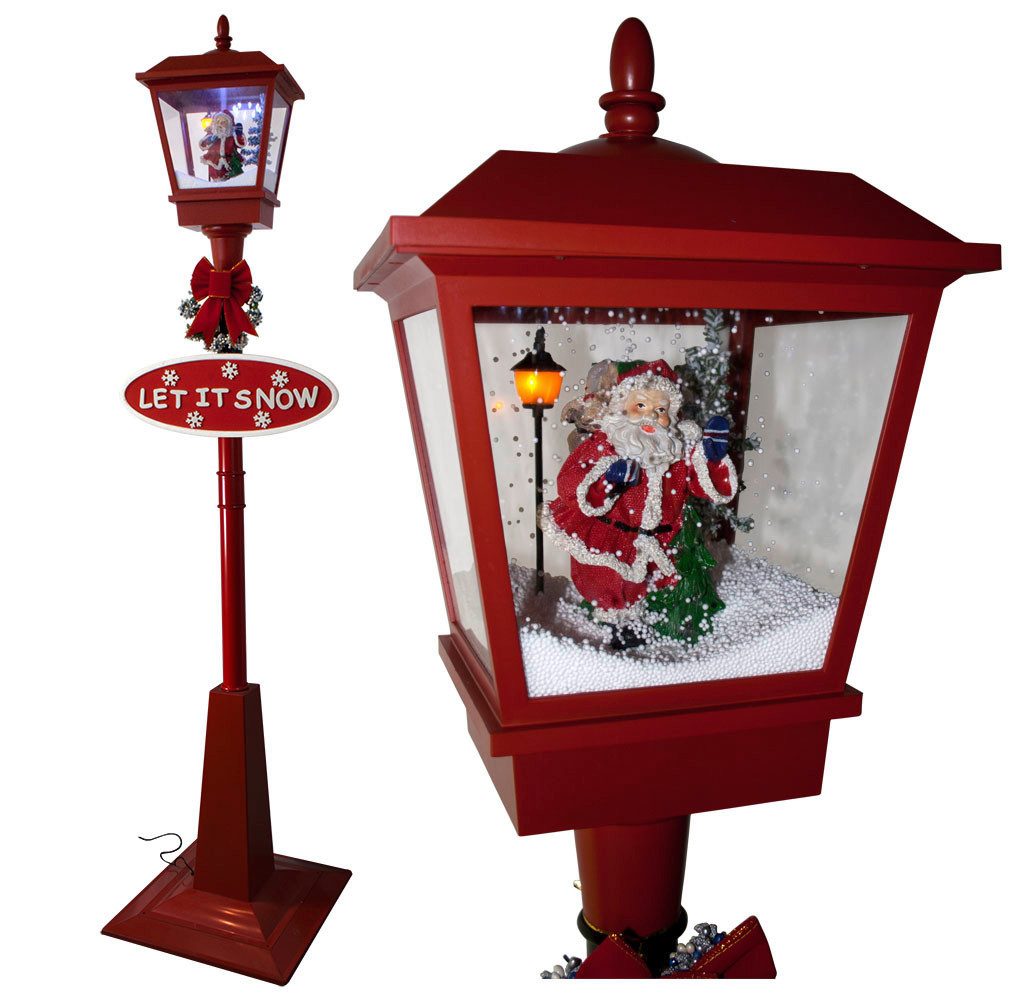 foolonli LED Laterne Schneiende Laterne Stand LED 180 cm Rot Santa Weihnach günstig online kaufen