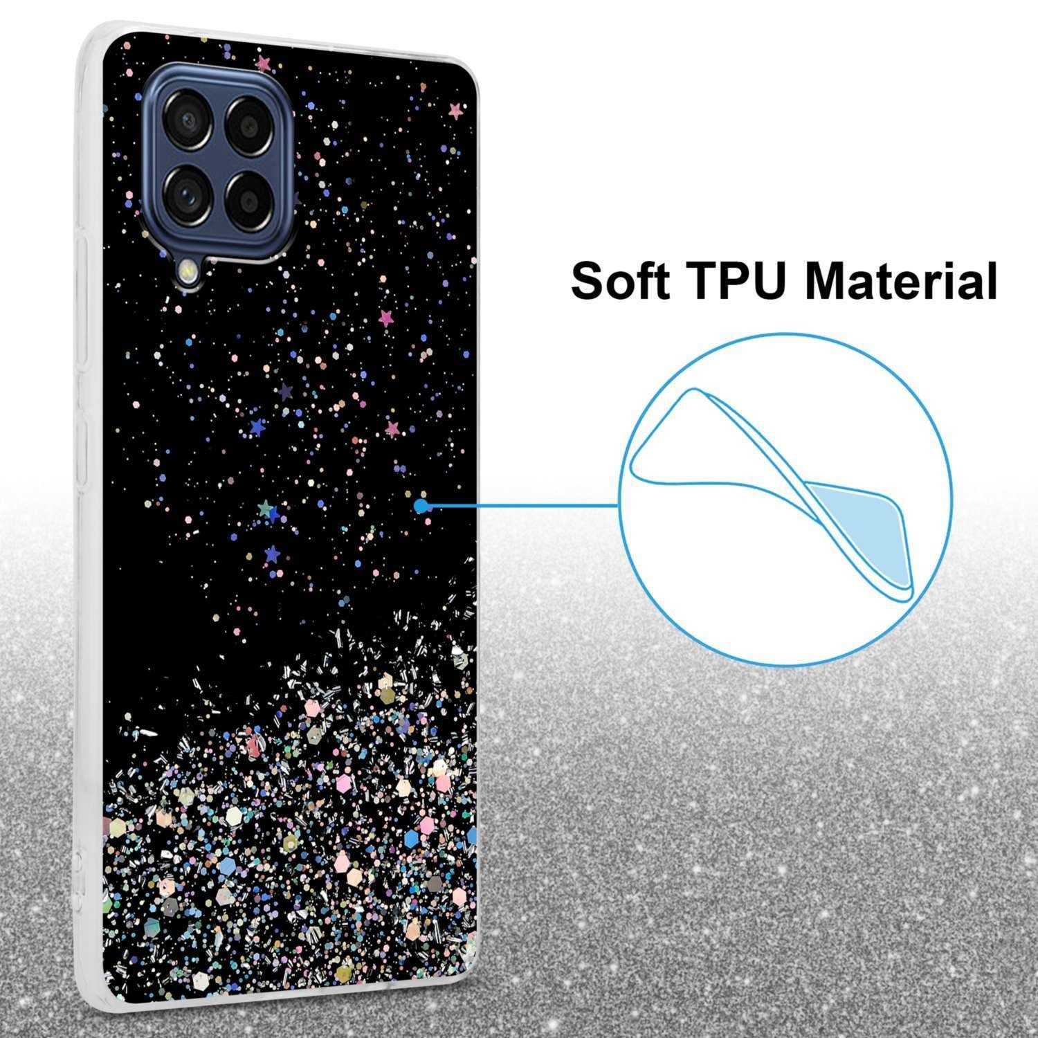 Cadorabo Handyhülle für Samsung Galaxy M53 5G Hülle Samsung Galaxy M53 5G, Flexible TPU Silikon Handy Schutzhülle - Hülle - mit Glitzer