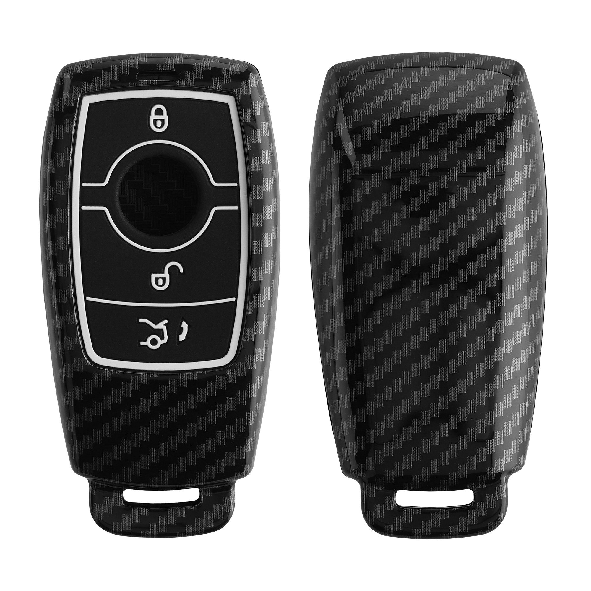 kwmobile Autoschlüssel Hülle kompatibel mit Audi A6 A7 A8 Q7 Q8 3-Tasten  Autoschlüssel Keyless - Hardcover Schutzhülle Schlüsselhülle Cover Carbon