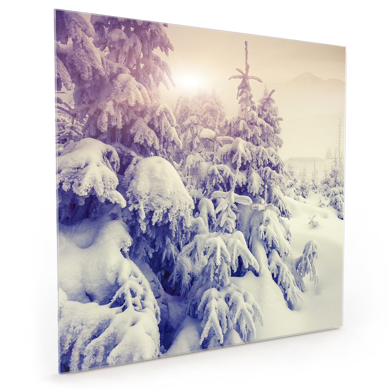 Primedeco in Spritzschutz Sonne Winterlandschaft mit Glas Küchenrückwand Motiv Küchenrückwand