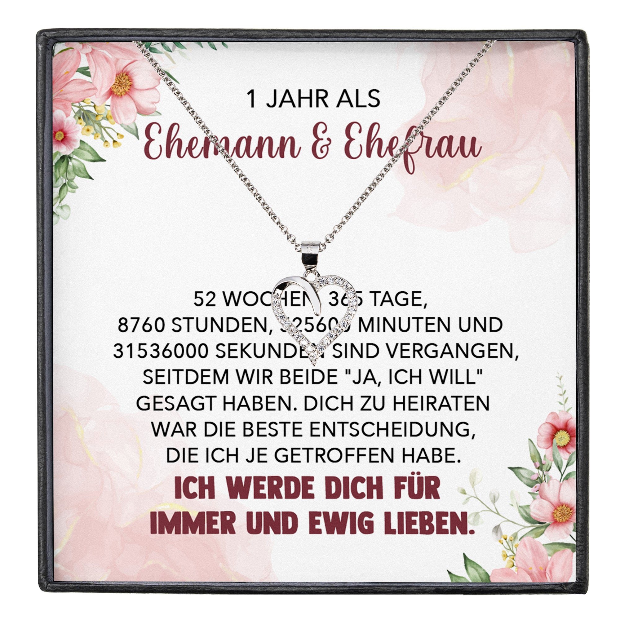 Valentinstagsgeschenk 22Feels Schmuckset Zum 1. Hochzeitstag Geschenk Ehefrau Ich Liebe Dich Herz Kette Damen (inkl. Geschenktasche, Karte, Poliertuch