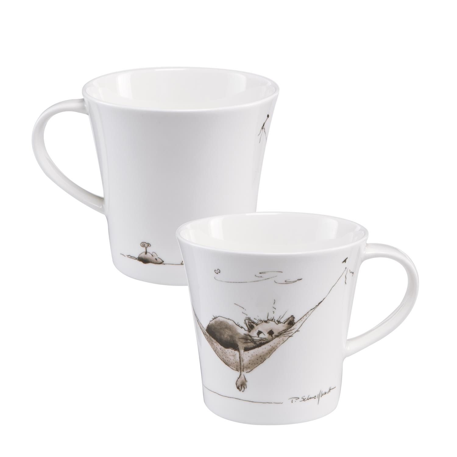 Goebel Tasse Weiß, Durchmesser 1 cm, Porzellan, Spülmaschinengeeignet, Weiß, Motiv: Katze