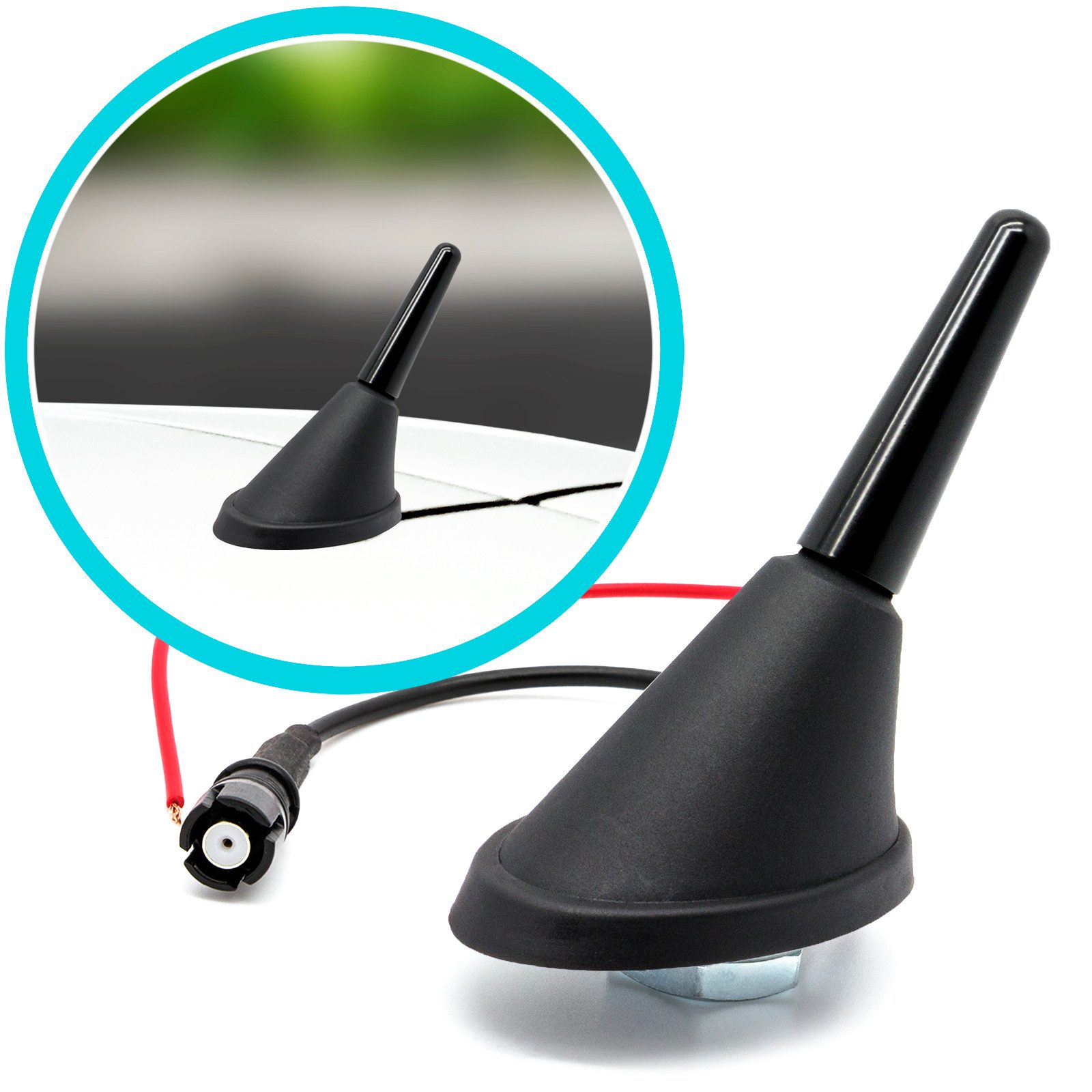 Adapter Universe Kurz Stabantenne Dachantenne KFZ 3cm + Antennenfuß RAKU 2 SET Adapter Stabantenne