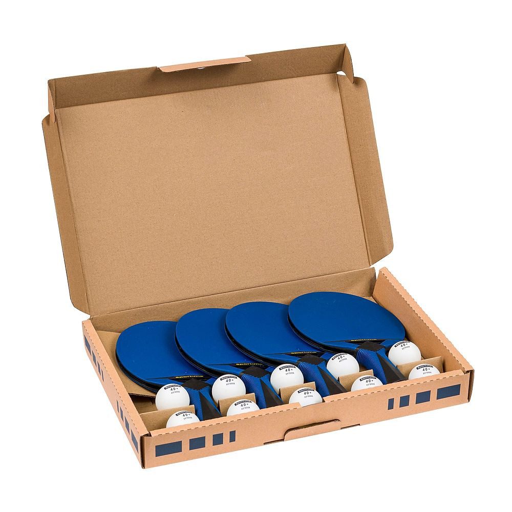 Sportime Tischtennisschläger Tischtennisschläger-Set Outdoor, Set aus 4 Schlägern und 10 Bällen