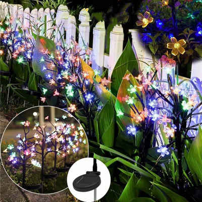 LETGOSPT LED Solarleuchte Solarlampen für Außen Garten, Solarleuchten für Außen Winterfest, LED fest integriert, Bunt, Blumen Farbwechsel 40LED, für Weihnachtsdeko, Halloween deko outdoor