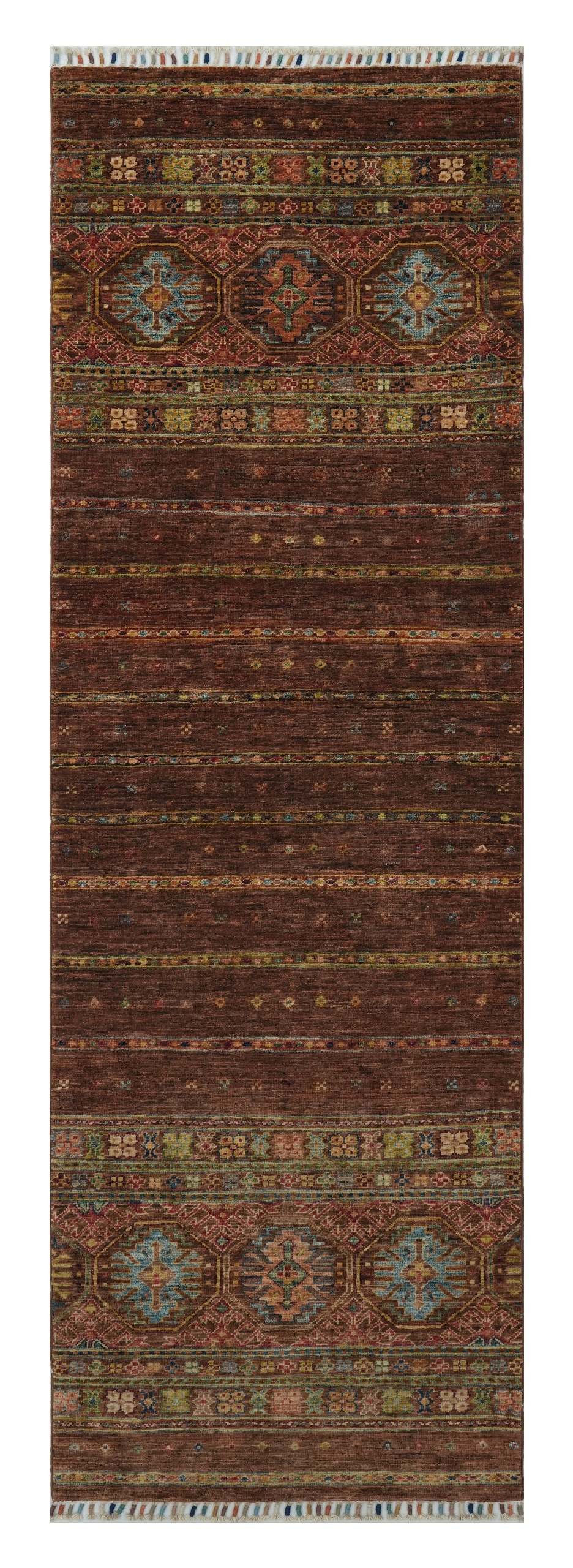 CABBEL Orientteppich 244x79 cm Samarkand Braun Schurwolle Handgeknüpft Klassisch Unikat, Läufer, Höhe: 7 mm, 100% Schurwolle – weich, pflegeleicht, solide Knüpfdichte