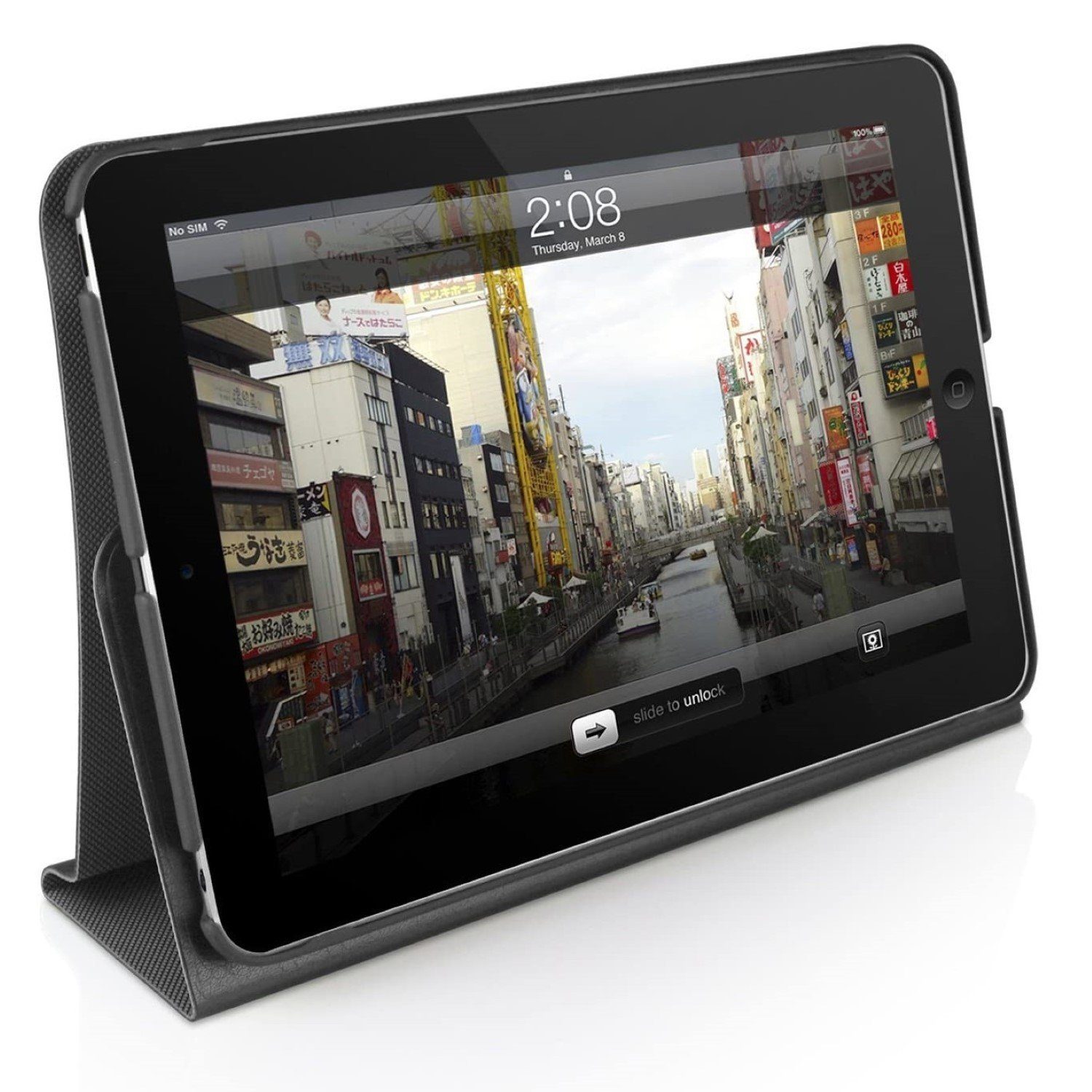 Macally Tablet-Hülle Klapp-Tasche Cover Ständer Schutz-Hülle Schwarz, Smart Folio für Apple iPad mini 1 2 3 Gen, Stand-Funktion, leicht