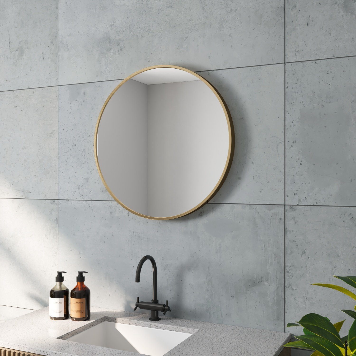 AQUALAVOS Wandspiegel Rund Spiegel 60cm Schminkspiegel Dekorative Wandspiegel für Badezimmer, 4 mm Kristallglas hochwertigem Aluminium für Badezimmer Ankleideraum