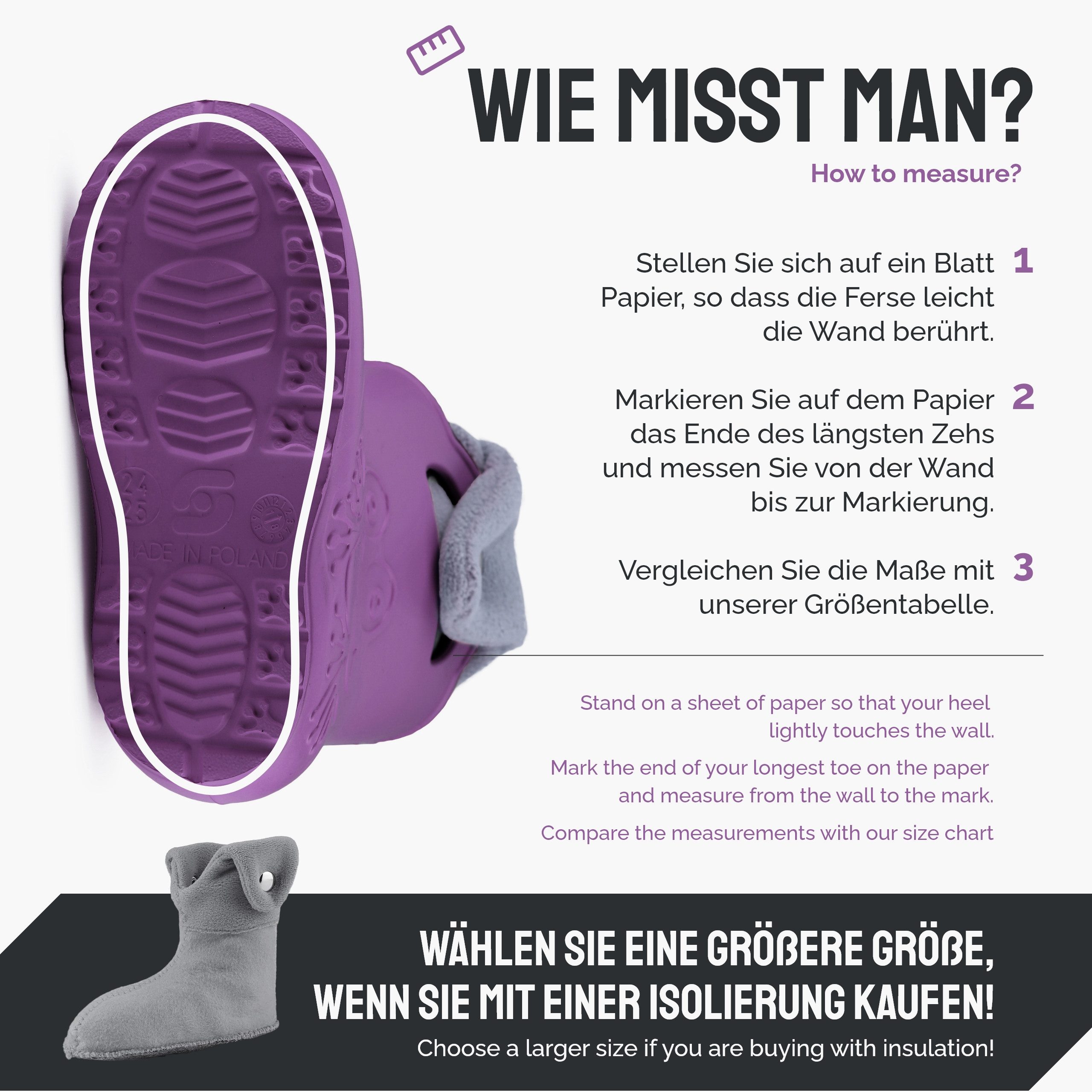 Ladeheid EVA Regenschuhe mit herausnehmbares Innenfutter LA-CA-04 Gummistiefel Kinder gefüttert und federleicht – Bild 2 von 5