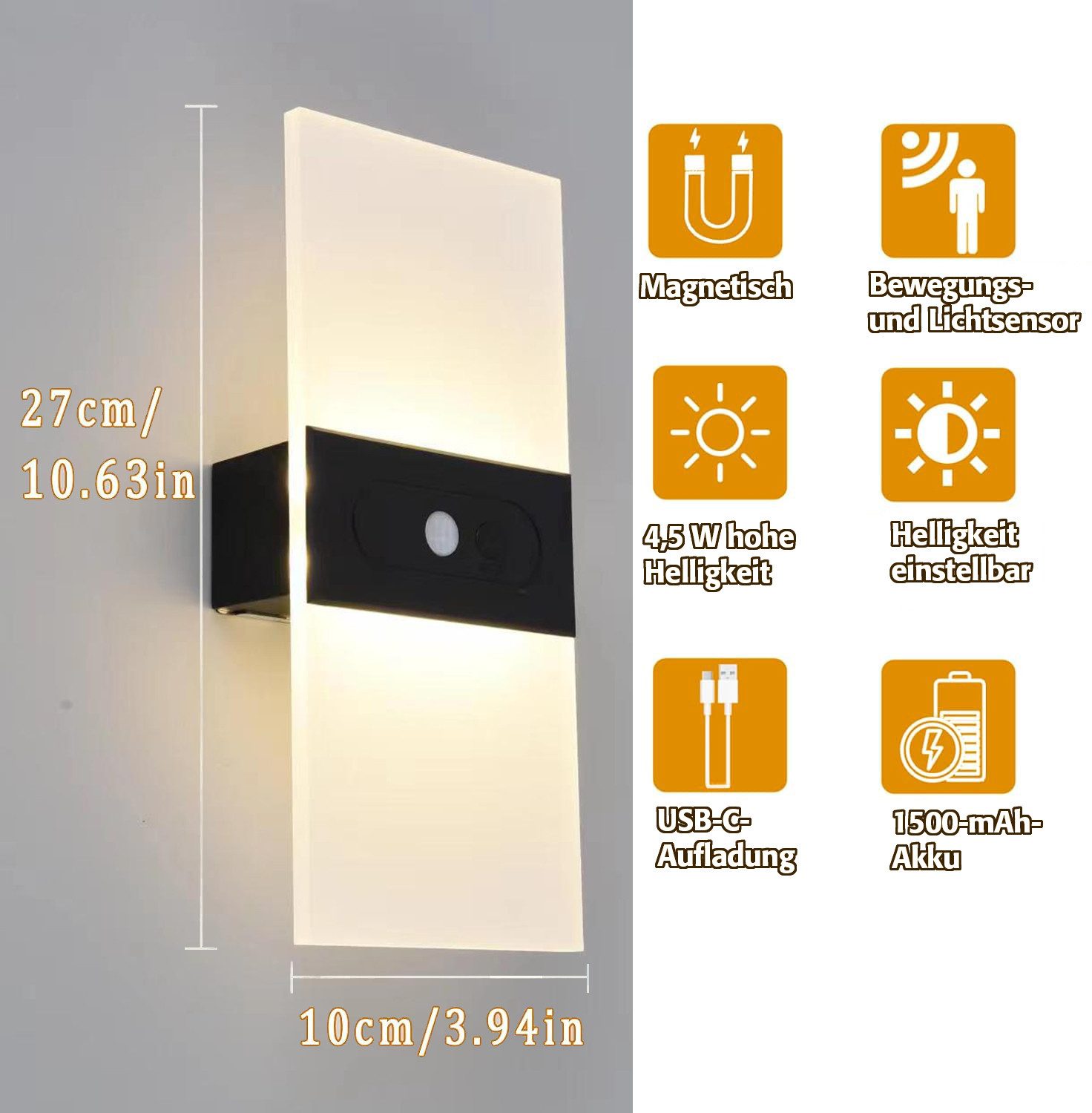 ZEUOPQ LED Wandleuchte LED-Wandleuchte Touch-Steuerung wiederaufladbar günstig online kaufen