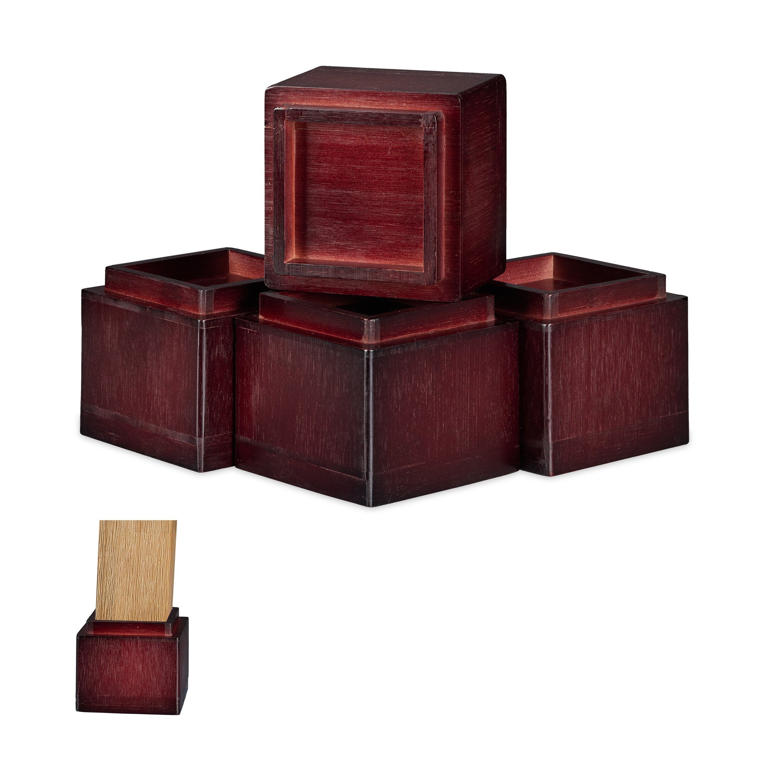 relaxdays Erhöhungs-Set Möbelerhöher 4er Set in versch. Farben, braun günstig online kaufen