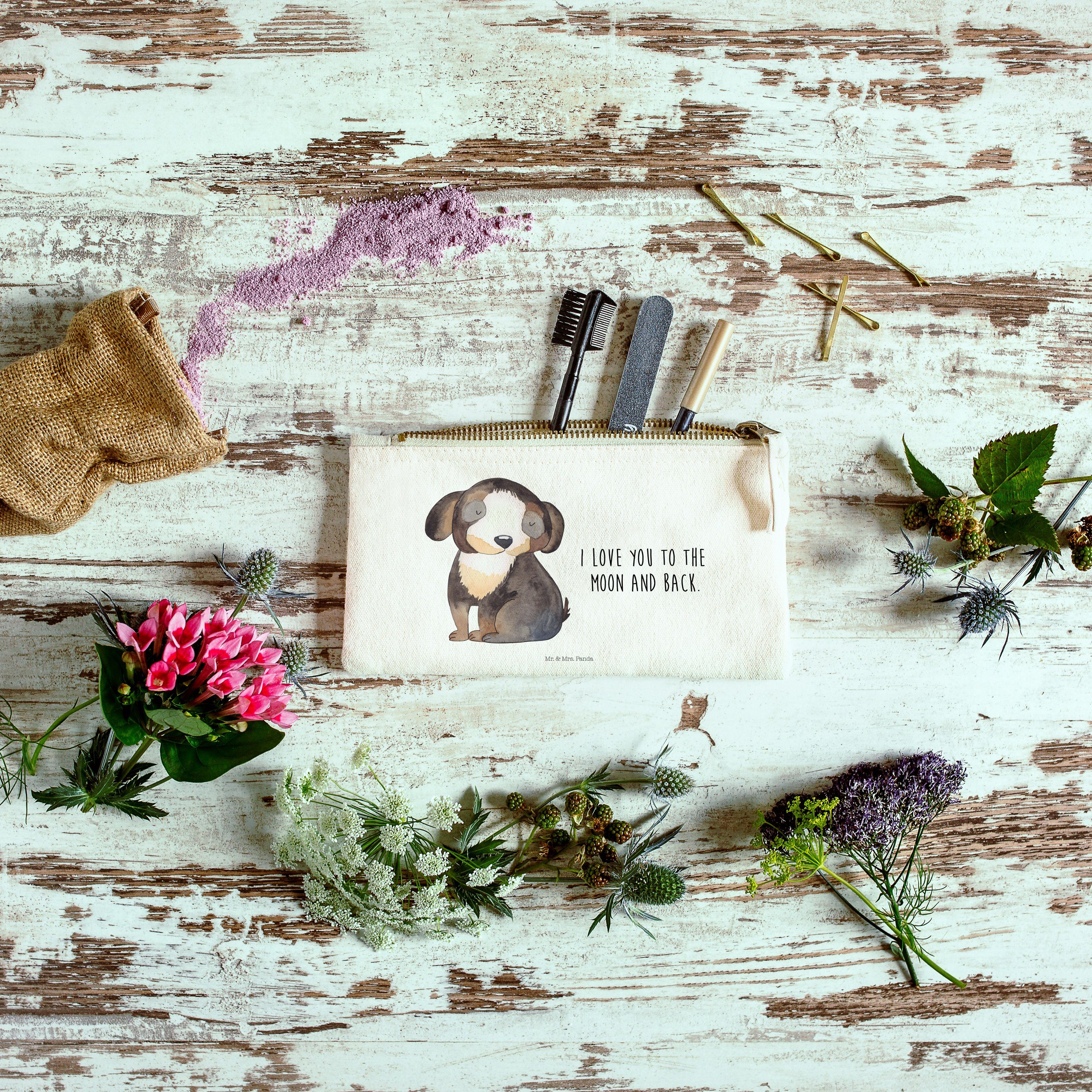 Mr. & Mrs. Hundemama, Kosmetiktasche Hundeglück, (1-tlg) Geschenk, Makeup Hund - Weiß - Panda Etui, entspannt