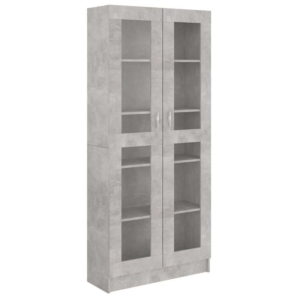 vidaXL Vitrine NA Bücherschrank Vitrinenschrank Vitrine Betongrau 82,5x30,5x185,5 cm