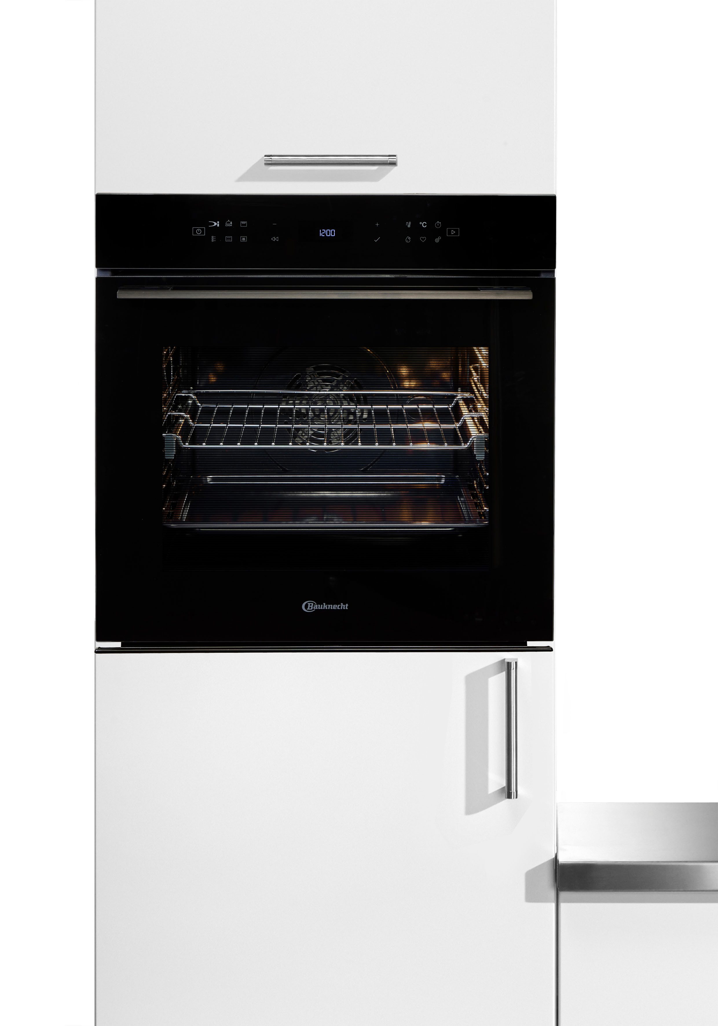 BAUKNECHT Einbaubackofen BBI78HT1SK, mit 1-fach-Teleskopauszug, Hydrolyse, 310°C Pizza-Funktion – wie frisch aus dem Steinofen, AirFry-Funktion