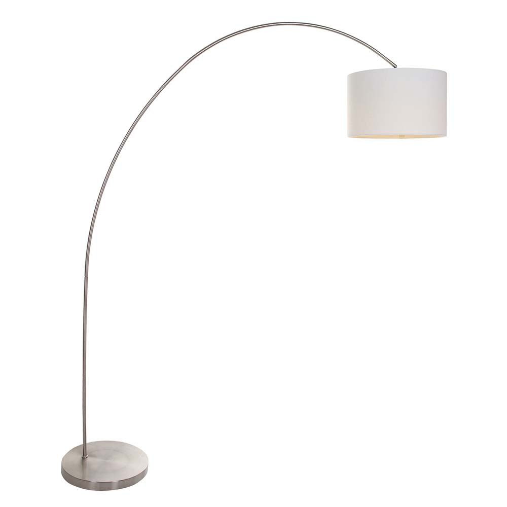 Steinhauer LIGHTING LED Bogenlampe, Bogenstehleuchte Bogenleuchte Stehlampe  Textil weiß silber