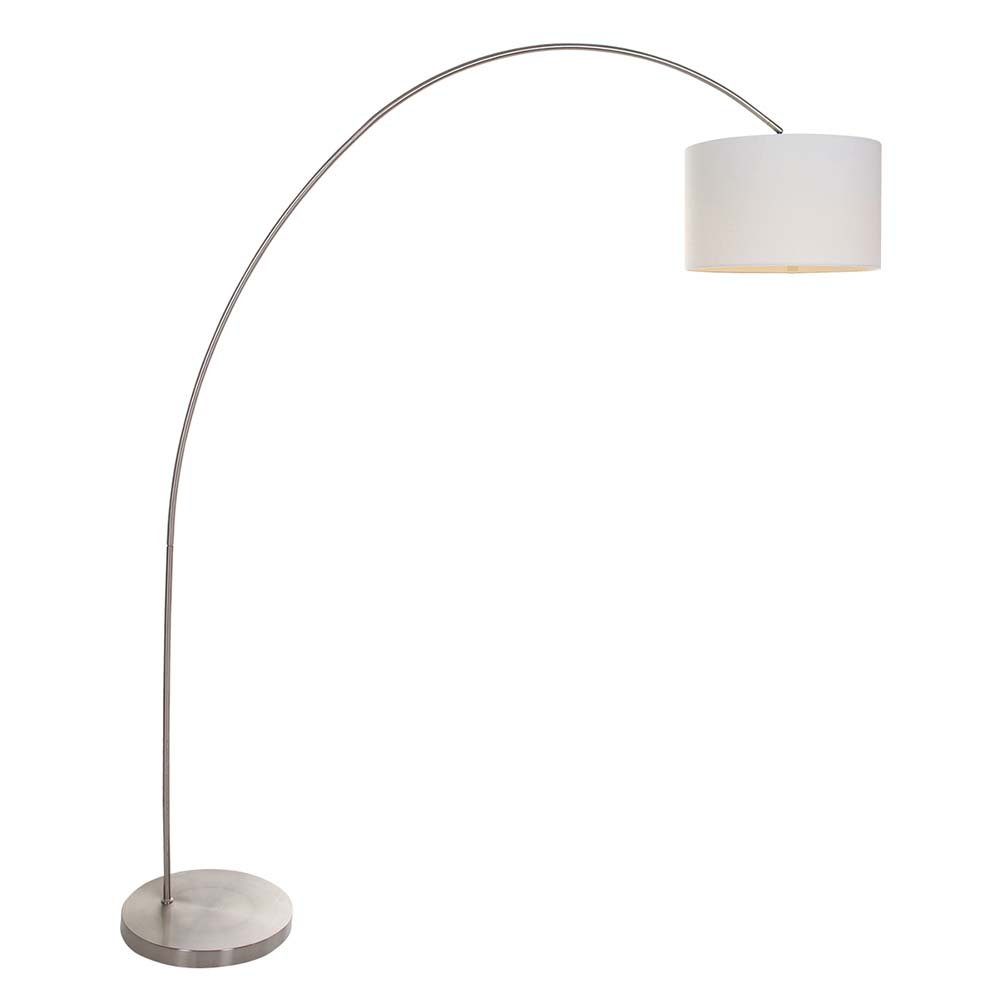 Bogenlampe, LED Bogenstehleuchte Steinhauer Textil weiß silber Stehlampe Bogenleuchte LIGHTING