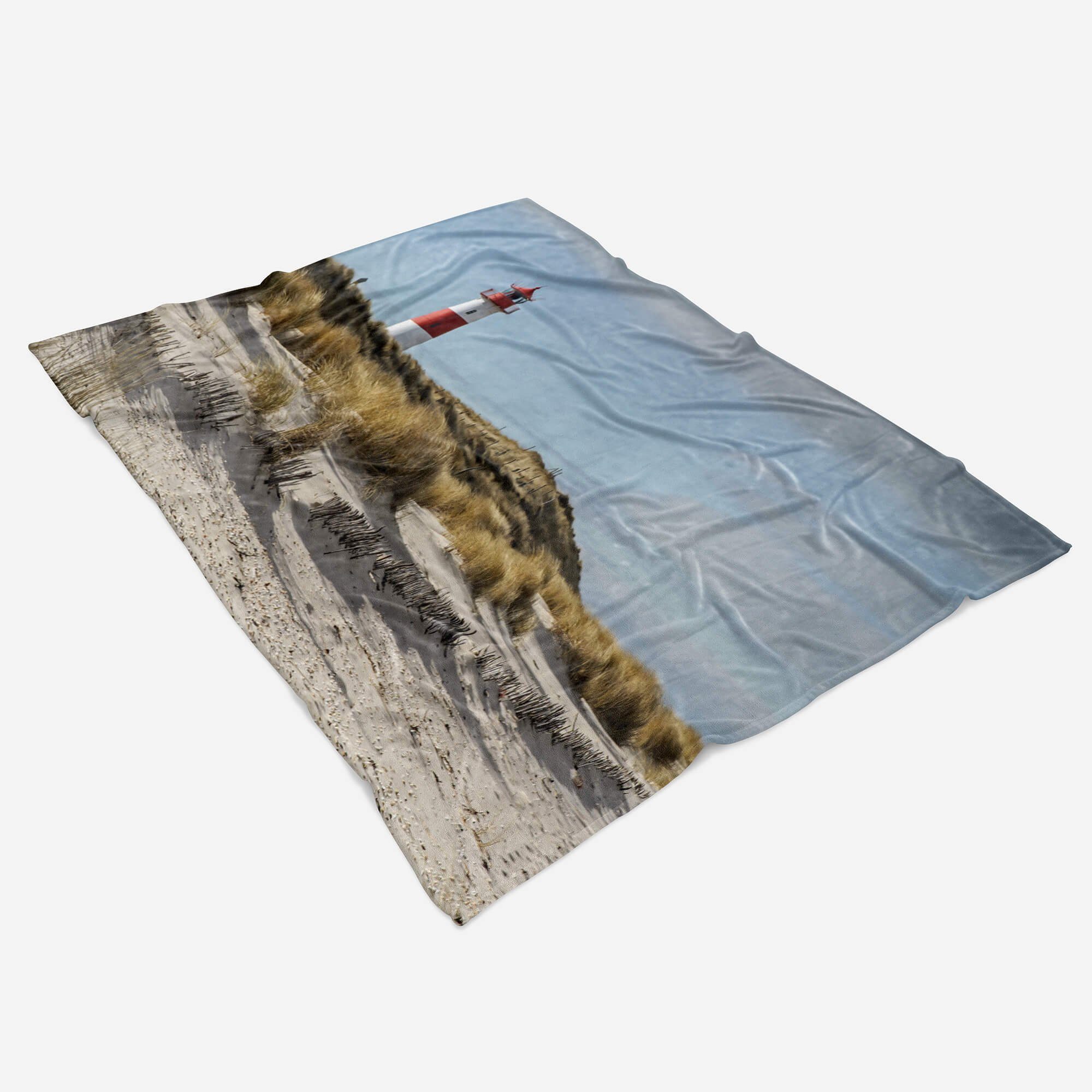 Handtücher Handtuch Strandhandtuch Saunatuch Kuscheldecke mit Fotomotiv Leuchtturm Nordsee, Baumwolle-Polyester-Mix (1-St), Handtuch – Bild 3 von 5