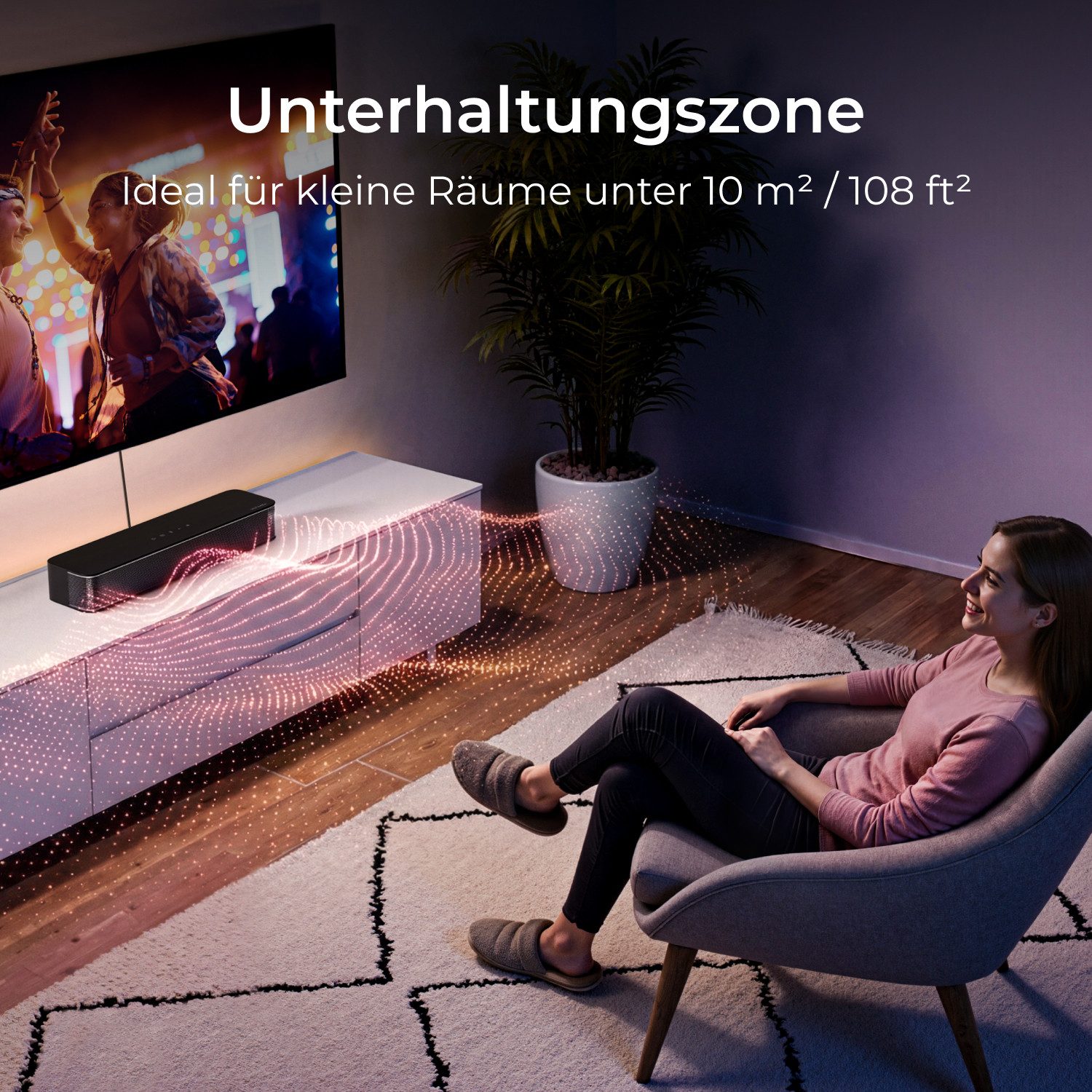Ultimea Poseidon M20 Soundbar 2.1-Kanal (Bluetooth, 120 W, Mit integriertem Subwoofer, APP-Steuerung, All-in-One-PC-Lautsprecher)