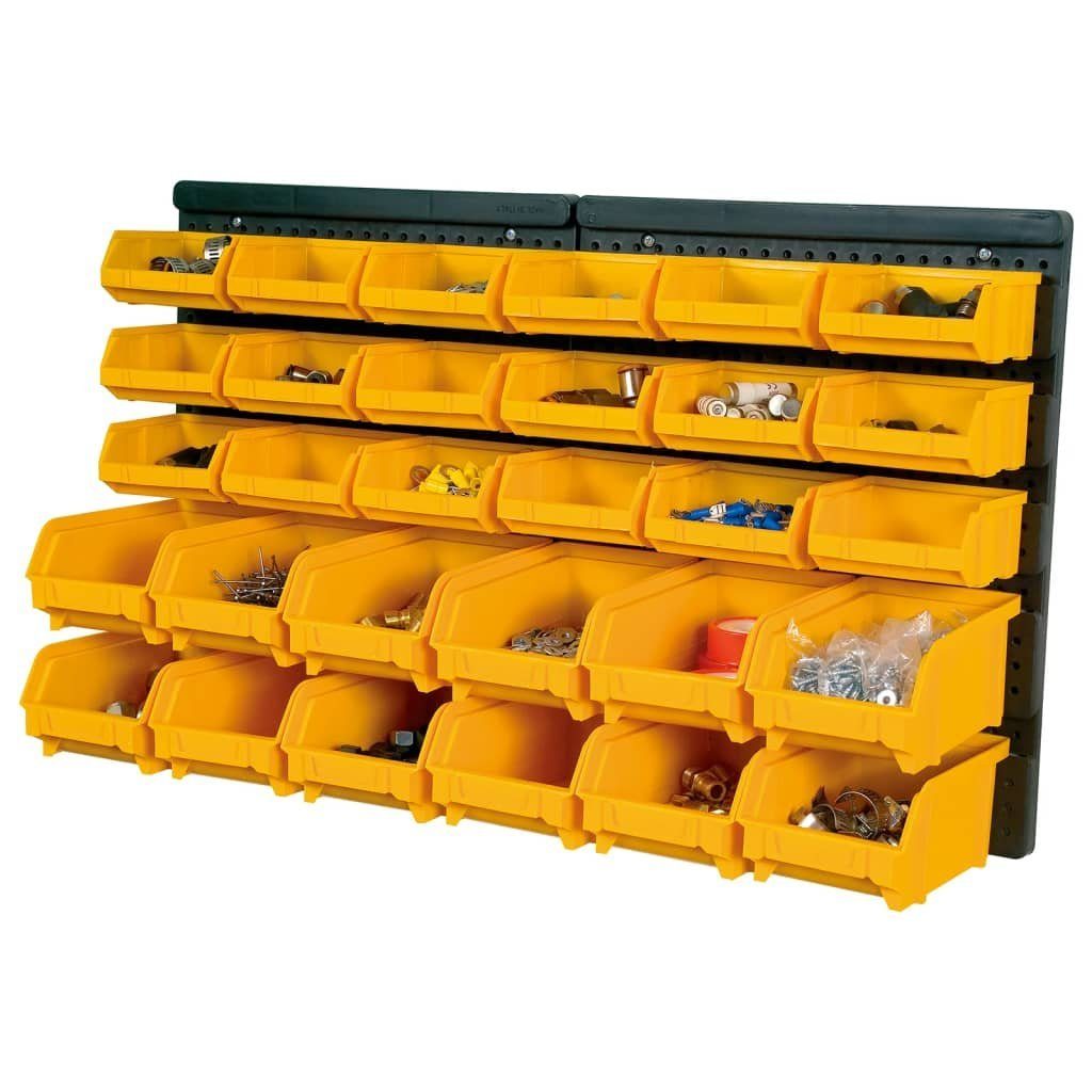 vidaXL St) 32-tlg. (1 DOTMALL Schwarz Gelb Werkzeugbox und Sichtlagerboxen-Set