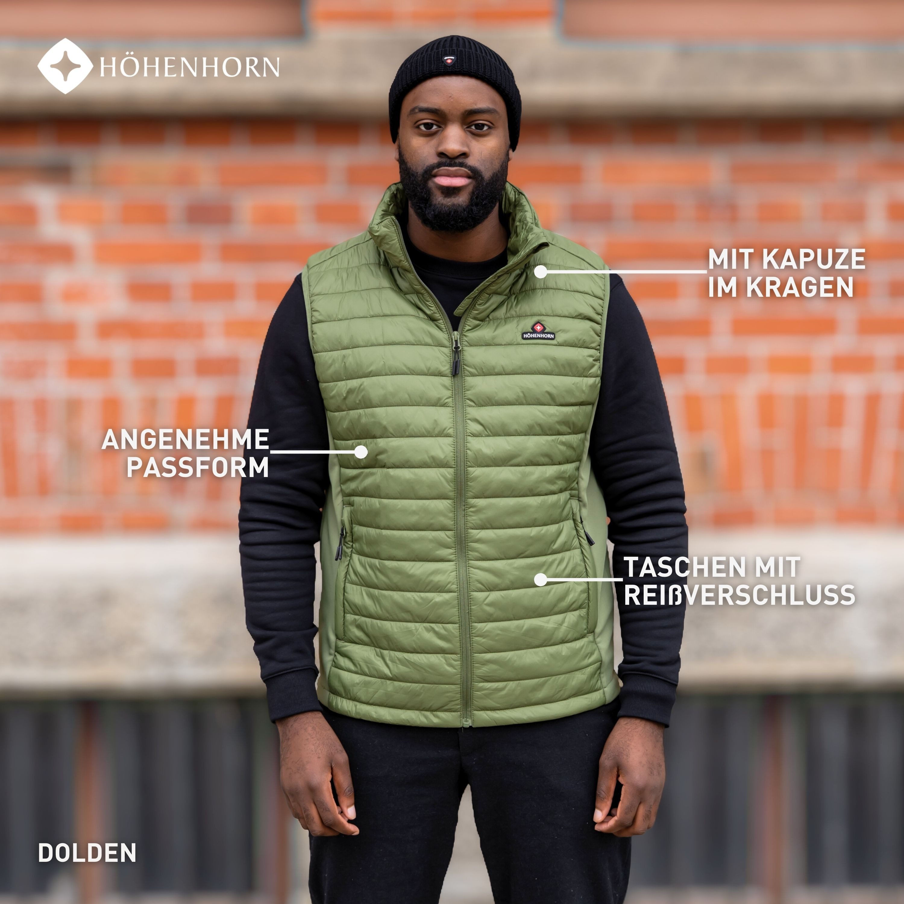 Höhenhorn Steppweste Dolden Herren Weste Hybridjacke für Männer Steppjacke Sportjacke Steppwesten Softshell Kombination