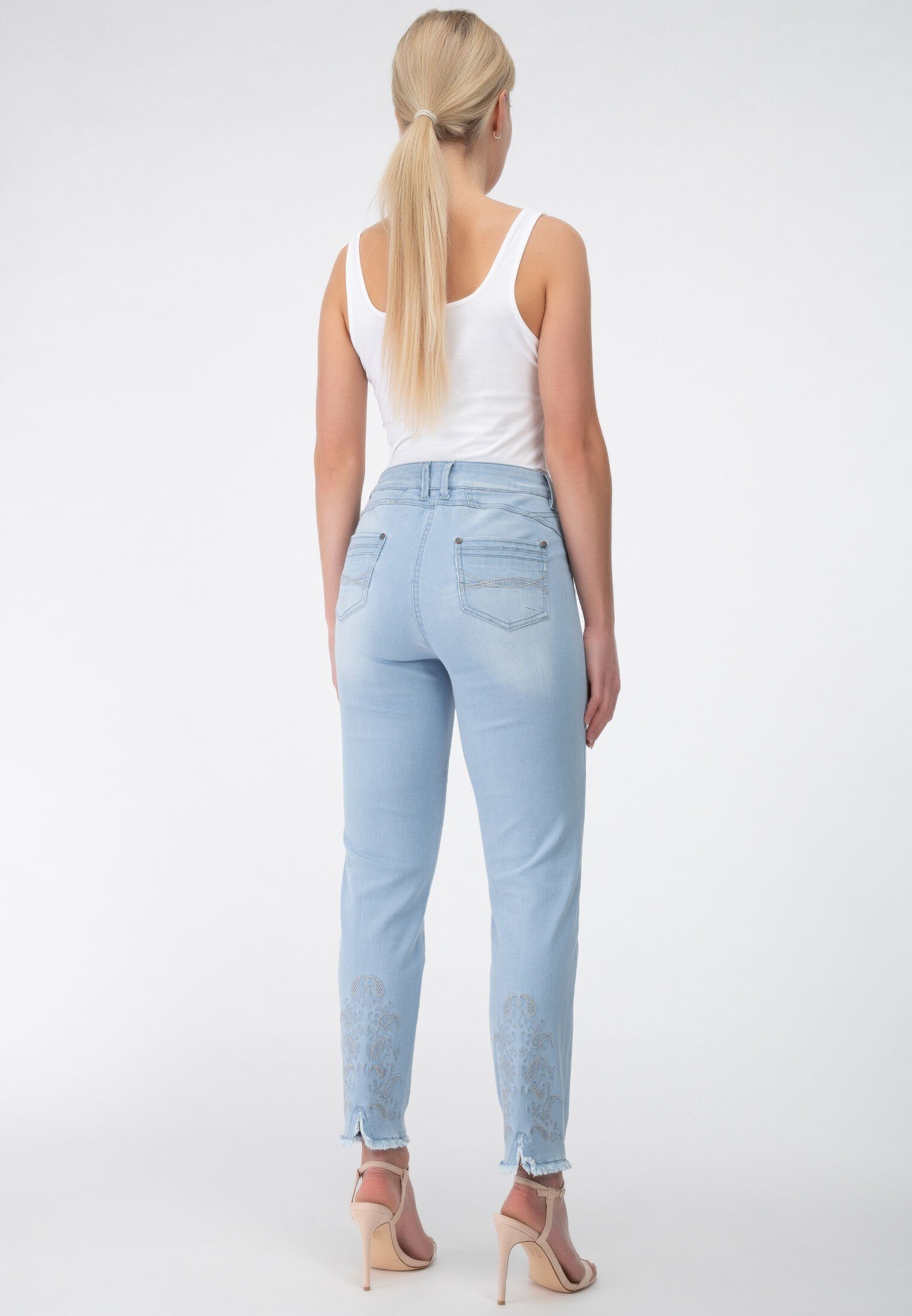 Jeans mit Recover Pants bleached Stickerei Relax-fit-Jeans