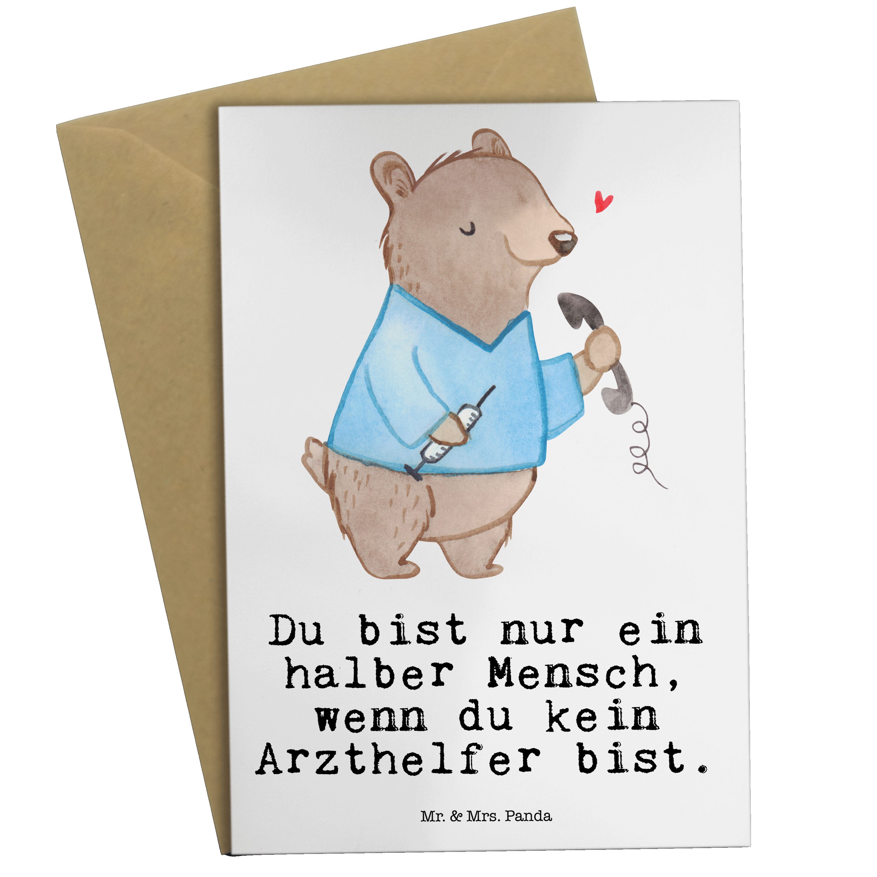 Weiß Arzthelfer & Geschenk, Panda Karte Geburtstagskarte, - - Mr. Grußkarte mit Herz Rente, Mrs.