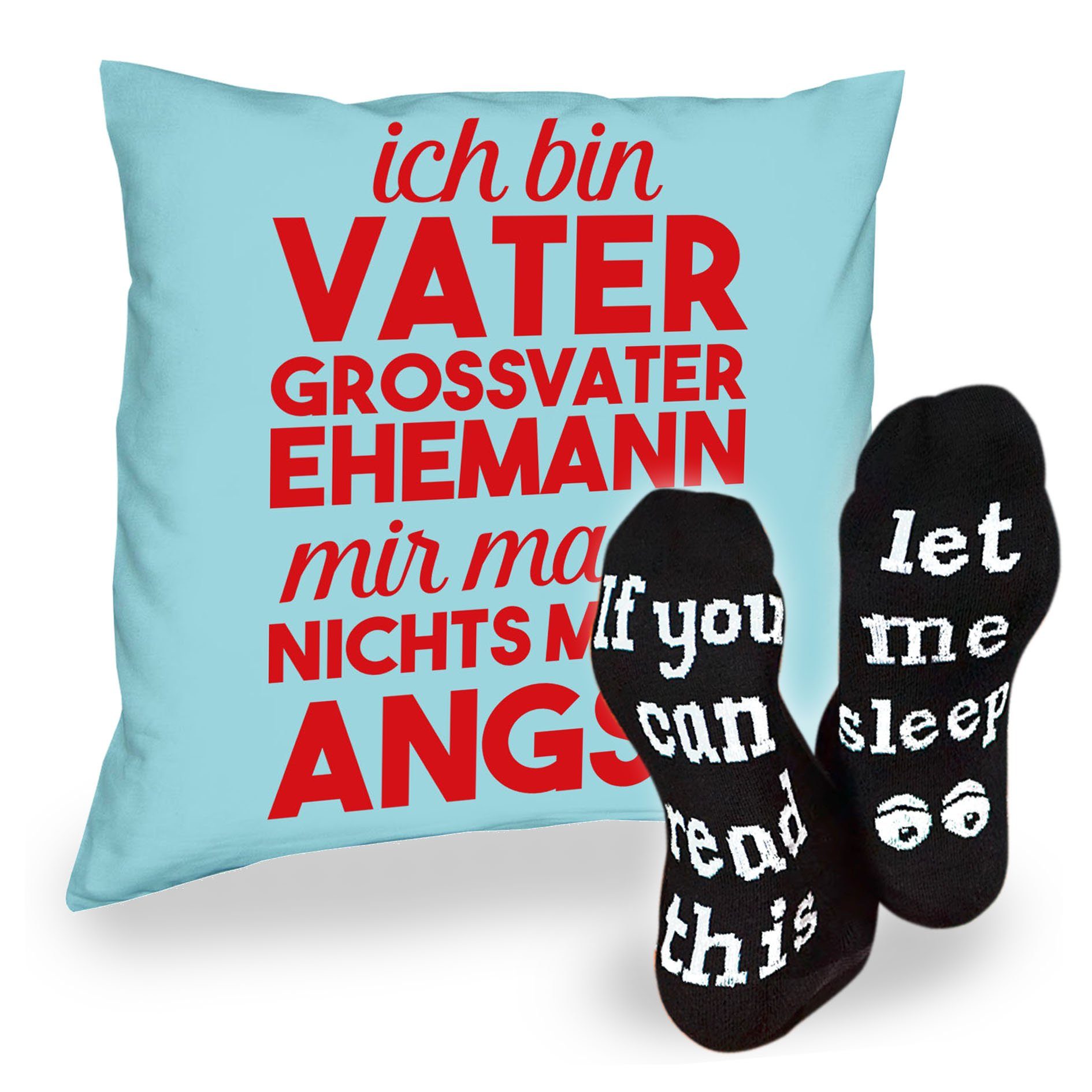 Soreso® Dekokissen Kissen Ich Großvater Vatertagsgeschenk Vater Sprüche hellblau Socken Männer & Sleep, Ehemann Opa bin