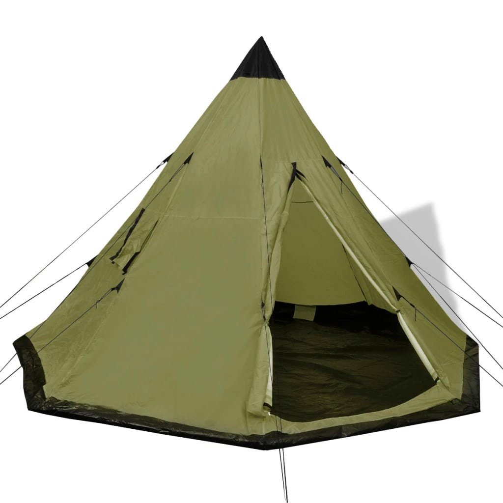 vidaXL Gruppenzelt Campingzelt,4-Personen-Zelt Grün 365 x 365 x 250 cm Stoff