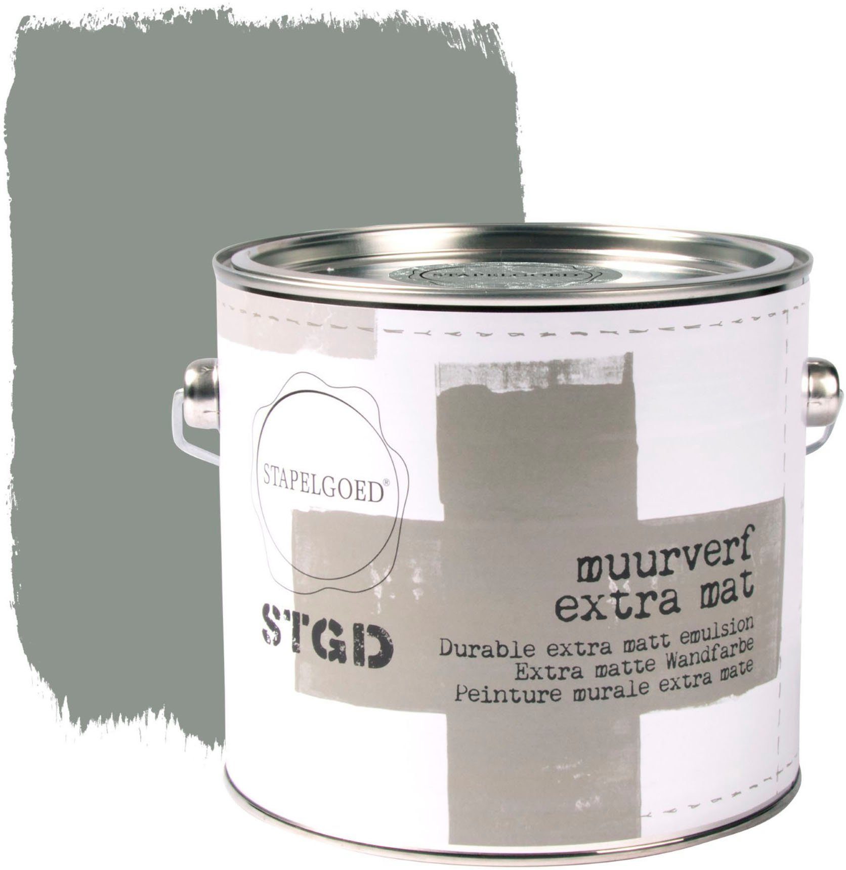STAPELGOED Wandfarbe STGD muurverf grey shades, extra matt, hochdeckend und waschbeständig, 2,5 Liter Elephant Grau