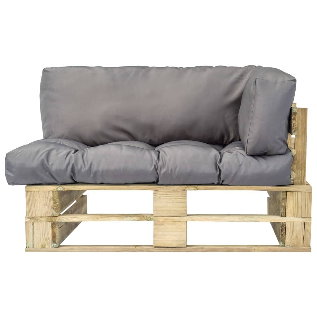 Loungesofa Outdoor-Sofa und Kissen Grau Teile Kiefernholz, Paletten grau Grün vidaXL mit 1 in