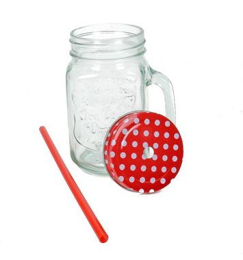 Bubble-Store Gläser-Set 4er Set, Glas, Trinkgläser mit Schraubdeckel,Trinkhalm