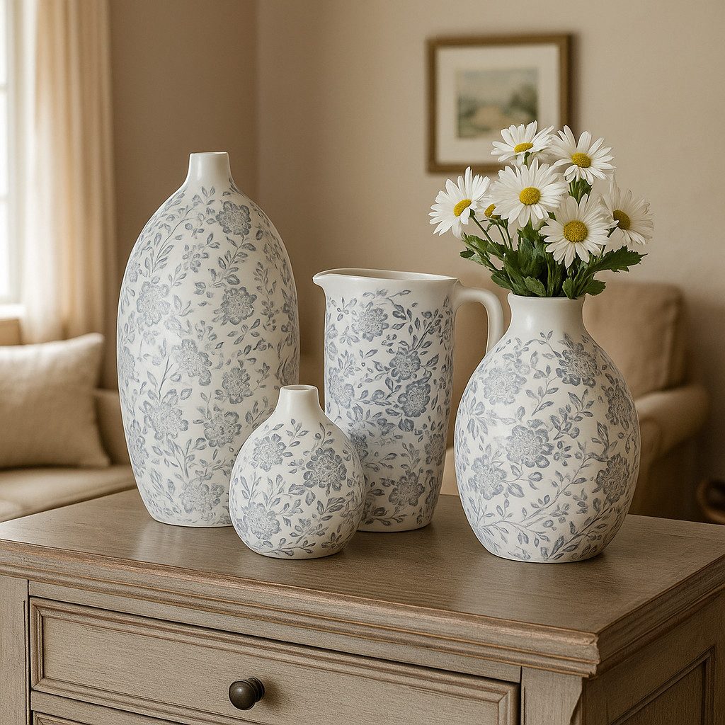 Vosteen Dekovase 971123-20/93 (1 St), Keramik Vase romantisch vintage Blumenmuster